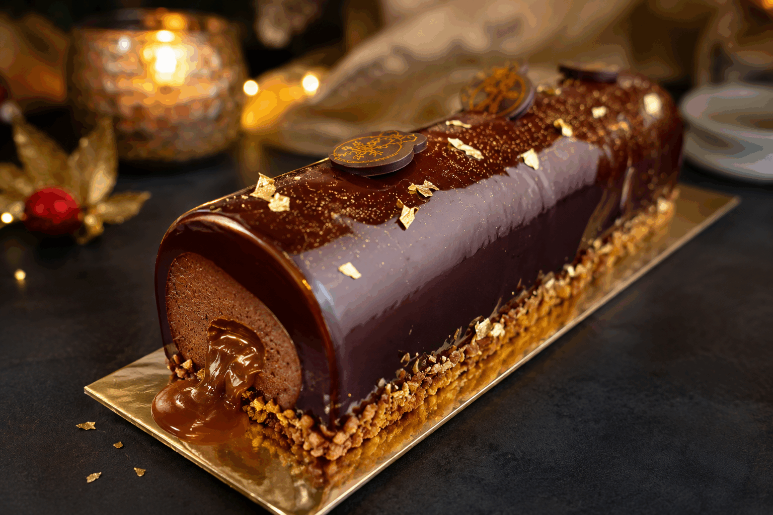 Bûche chocolat praliné : la recette gourmande qui fond en 10 minutes 😍 Description Cette bûche chocolat praliné est un dessert festif à la fois fondant et croustillant. Elle allie la richesse du chocolat à la douceur du praliné, pour un goût gourmand qui ravira tous les palais. Idéale pour les fêtes de fin d’année ou toute occasion spéciale, elle se prépare rapidement sans cuisson longue. Informations Temps de préparation : 20 minutes Temps de cuisson : 10 minutes Nombre de portions : 8 personnes Difficulté : Moyenne Ingrédients Pour le biscuit roulé 4 œufs 100 g de sucre en poudre 80 g de farine 20 g de cacao en poudre non sucré 1 pincée de sel Pour la ganache praliné 200 g de chocolat au lait 150 ml de crème liquide entière 100 g de crème de praliné 30 g de beurre doux Pour la décoration 50 g de pralin (noisettes concassées caramélisées) Sucre glace (facultatif) Préparation Préchauffe le four à 180°C. Sépare les blancs des jaunes d’œufs. Monte les blancs en neige ferme avec une pincée de sel. Dans un autre saladier, fouette les jaunes et le sucre jusqu’à ce que le mélange blanchisse. Incorpore délicatement les blancs en neige aux jaunes, puis tamise la farine et le cacao sur le mélange, et mélange doucement pour ne pas les casser. Étale la pâte sur une plaque de cuisson recouverte de papier sulfurisé sur environ 1 cm d'épaisseur et enfourne 10 minutes. À la sortie du four, retourne le biscuit sur un torchon humide, retire le papier sulfurisé et roule le biscuit encore chaud, avec le torchon, en bûche. Laisse refroidir. Prépare la ganache praliné : fais chauffer la crème liquide jusqu’à frémissement, puis verse-la sur le chocolat au lait coupé en morceaux. Laisse reposer 2 minutes puis mélange jusqu’à obtenir une ganache lisse. Incorpore la crème de praliné et le beurre, mélange bien. Déroule délicatement le biscuit refroidi et étale la ganache praliné sur toute la surface. Roule à nouveau la bûche bien serrée. Réserve au frais au moins 1 heure pour que la ganache fige légèrement. Au moment de servir, saupoudre de pralin et éventuellement de sucre glace pour décorer. Astuces Pour un biscuit moelleux, ne mélangez pas trop vigoureusement les ingrédients une fois les blancs incorporés. Utilisez un torchon légèrement humide pour rouler le biscuit : cela évite qu’il ne colle ou se casse. La crème de praliné peut être remplacée par une pâte pralinée si vous préférez une texture plus crunchy. Conservez la bûche au réfrigérateur, mais sortez-la 10 minutes avant de la déguster pour que la ganache soit fondante en bouche. Service Servez cette bûche chocolat praliné bien fraîche, accompagnée d’un thé ou d’un café. Elle fait un dessert parfait pour les repas de fête, enchante les grands et petits, et offre un visuel élégant avec son décor simple mais gourmand. Vous pouvez aussi l’accompagner d’une boule de glace vanille pour plus de gourmandise.