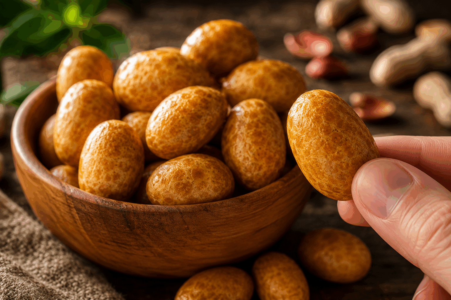 Cacahuètes enrobées maison : 4 ingrédients pour un snack apéro sans gluten qui craque 🔥 Description Ces cacahuètes enrobées maison sont un apéritif gourmand et croustillant, parfait pour accompagner vos soirées entre amis. Faciles à préparer avec seulement 4 ingrédients, elles offrent une coque croquante et légèrement épicée qui sublime la douceur naturelle de la cacahuète. Ce snack sans gluten est idéal pour un moment convivial et gourmand. Informations Temps de préparation : 10 minutes Temps de cuisson : 20 minutes Nombre de portions : 4 personnes (environ 150 g de cacahuètes enrobées) Difficulté : Facile Ingrédients Pour les cacahuètes enrobées 150 g de cacahuètes entières non salées 50 g de farine de pois chiche (sans gluten) 60 ml d'eau 1 cuillère à café de paprika doux ou fumé 1/2 cuillère à café de sel Préparation Préchauffe le four à 180°C (chaleur tournante de préférence). Dans un bol, mélange la farine de pois chiche, le paprika et le sel. Ajoute petit à petit l'eau en fouettant pour obtenir une pâte lisse et épaisse similaire à une pâte à crêpe épaisse. Incorpore les cacahuètes dans cette pâte jusqu’à ce qu’elles soient bien enrobées de manière homogène. Dépose les cacahuètes enrobées sur une plaque recouverte de papier cuisson en veillant à bien les séparer pour éviter qu’elles ne collent entre elles. Enfourne pour 18 à 20 minutes, en remuant délicatement à mi-cuisson pour assurer un enrobage croustillant de tous les côtés. À la sortie du four, laisse refroidir complètement sur la plaque : la coque va durcir et devenir bien croquante. Astuces Pour un goût encore plus relevé, ajoute une pincée de piment d'Espelette ou de curry à la pâte d’enrobage. Si tu n’as pas de farine de pois chiche, la farine de maïs fine peut également être utilisée pour un enrobage croustillant. Conserve ces cacahuètes dans une boîte hermétique à température ambiante pour préserver leur croquant plusieurs jours. Veille à bien étaler les cacahuètes en une seule couche sur la plaque pour une cuisson uniforme et éviter qu’elles collent. Service Sers ces cacahuètes enrobées maison dans un bol lors de l’apéritif, accompagnées d’un cocktail, d’une bière fraîche ou d’un vin blanc fruité. Elles peuvent être proposées avec d’autres snacks salés pour un assortiment gourmand et coloré. Parfaites pour un moment convivial et facile à partager !