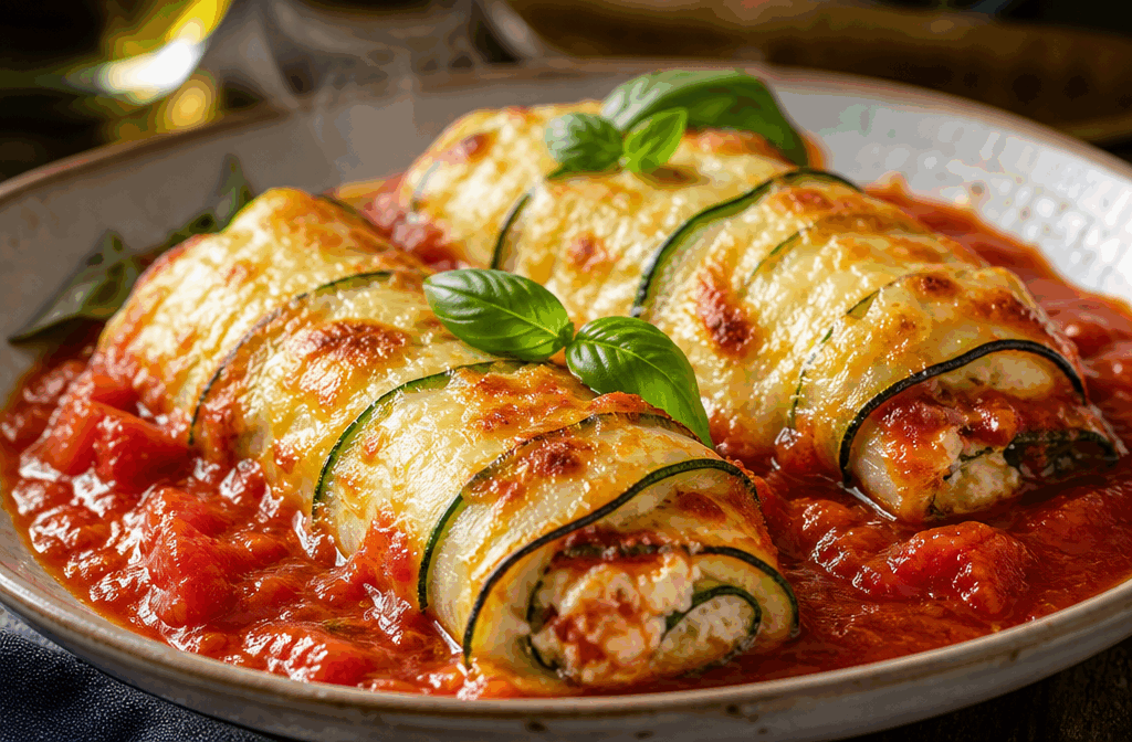 Cannellonis de courgettes en 15 minutes : simple, léger et prêt à régaler toute la famille 👌✨ Description Ces cannellonis de courgettes sont une alternative fraîche et légère aux traditionnels cannellonis à base de pâte. Faciles et rapides à préparer, ils sont parfaits pour un repas sain en famille ou entre amis, alliant fondant, saveurs fraîches et gourmandise. Une recette idéale pour se faire plaisir sans passer des heures en cuisine. Informations Temps de préparation : 10 minutes Temps de cuisson : 5 minutes Nombre de portions : 4 personnes Difficulté : Facile Ingrédients Pour les cannellonis 3 grosses courgettes 200 g de ricotta 100 g de jambon blanc ou de dinde (optionnel) 50 g de parmesan râpé 1 gousse d’ail 1 cuillère à soupe d’huile d’olive Sel et poivre du moulin Pour la sauce 200 ml de coulis de tomate nature 1 cuillère à soupe d’huile d’olive 1 pincée d’origan séché Sel et poivre Préparation Lave les courgettes et, à l’aide d’une mandoline ou d’un couteau bien aiguisé, tranche-les dans la longueur en fines lamelles d’environ 2 à 3 mm d’épaisseur. Fais revenir la gousse d’ail écrasée dans une poêle avec 1 cuillère à soupe d’huile d’olive pendant 1 minute, puis ajoute la ricotta, le jambon coupé en petits morceaux, le parmesan, sel et poivre. Mélange bien pour obtenir une texture homogène. Dépose une cuillère à soupe du mélange sur chaque lamelle de courgette, puis roule-les délicatement pour former des cannellonis. Dans une petite casserole, fais chauffer le coulis de tomate avec un filet d’huile d’olive, l’origan, sel et poivre pendant 3 à 4 minutes à feu moyen. Répartis la sauce tomate au fond d’un plat de service, pose les cannellonis dessus et verse un filet de sauce supplémentaire par-dessus si désiré. Tu peux servir aussitôt ou passer rapidement sous le grill du four 3 minutes à 180°C pour gratiner légèrement le dessus. Astuces Choisis des courgettes fermes et régulières pour faciliter la découpe en lamelles. Si tu n’as pas de jambon, remplace-le par des épinards frais ou du fromage de chèvre pour une version végétarienne. Pour encore plus de rapidité, prépare la garniture et la sauce à l’avance en conservant au frais. Utilise un peu de jus de citron sur la courgette pour éviter qu’elle ne noircisse après découpe. Service Sers ces cannellonis de courgettes comme plat principal léger accompagnés d’une salade verte croquante ou d’une salade de tomates basilic. Parfaits pour un déjeuner d’été ou un dîner rapide, ils séduiront toute la famille avec leur fraîcheur et leur simplicité.