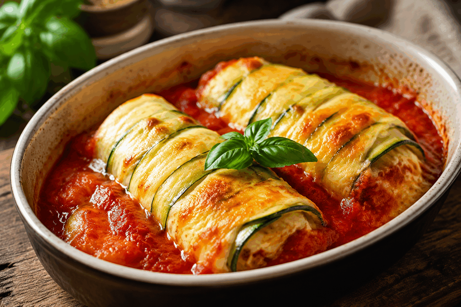 Cannellonis de courgettes faciles : 1 légume suffit pour un repas délicieux et rapide 🔥 Description Ces cannellonis de courgettes sont une recette légère et savoureuse qui met en valeur la simplicité d’un seul légume. Faciles à préparer, ils se garnissent d’une farce gourmande et se cuisent rapidement, idéaux pour un repas sain en semaine. Leur texture fondante et leur goût délicat plairont à toute la famille. Informations Temps de préparation : 20 minutes Temps de cuisson : 30 minutes Nombre de portions : 4 personnes Difficulté : Facile Ingrédients Pour les cannellonis de courgettes 2 grosses courgettes 200 g de ricotta 100 g de fromage frais (type Philadelphia ou fromage de chèvre frais) 1 œuf 50 g de parmesan râpé 1 gousse d’ail Quelques feuilles de basilic frais Sel et poivre du moulin 1 cuillère à soupe d’huile d’olive Pour la sauce tomate 400 g de tomates concassées en conserve 1 petit oignon 1 cuillère à soupe d’huile d’olive 1 gousse d’ail Sel, poivre et herbes de Provence Préparation Préchauffe le four à 180°C (chaleur tournante si possible). Lave les courgettes et coupe-les en fines tranches dans la longueur à l’aide d’une mandoline ou d’un couteau bien aiguisé, afin d’obtenir des bandes suffisamment longues pour être roulées. Pique légèrement les tranches de courgette avec une fourchette, puis fais-les revenir rapidement dans une poêle avec 1 cuillère à soupe d’huile d’olive pendant 2-3 minutes, juste pour les attendrir sans les cuire complètement. Sale et poivre, puis réserve. Prépare la farce : dans un bol, mélange la ricotta, le fromage frais, l’œuf, le parmesan râpé, l’ail haché finement et le basilic ciselé. Sale et poivre selon ton goût. Dans une casserole, fais revenir l’oignon finement émincé et la gousse d’ail écrasée dans 1 cuillère à soupe d’huile d’olive jusqu’à ce qu’ils soient translucides. Ajoute les tomates concassées, du sel, du poivre et des herbes de Provence. Laisse mijoter 10 à 15 minutes à feu doux en remuant de temps en temps. Dispose dans un plat à gratin une fine couche de sauce tomate. Etale ensuite une cuillère de farce sur chaque tranche de courgette et roule-les délicatement pour former les cannellonis. Dépose les cannellonis dans le plat, côte à côte, puis recouvre-les avec le reste de la sauce tomate. Enfourne pour 25 à 30 minutes, jusqu’à ce que le dessus soit légèrement doré et que la farce soit bien chaude. Sors le plat du four, laisse reposer 5 minutes avant de servir. Astuces Pour des tranches de courgette bien régulières, utilise une mandoline réglée sur une épaisseur fine d’environ 2 à 3 mm. Si tu souhaites une version végétalienne, remplace la ricotta et le fromage frais par un fromage végétal à tartiner et l’œuf par une cuillère à soupe de farine de pois chiche mélangée à 2 cuillères à soupe d’eau. Pour éviter que le plat ne soit trop liquide, n’hésite pas à égoutter les courgettes sur du papier absorbant après la cuisson à la poêle. Tu peux parsemer un peu de parmesan ou de chapelure sur le dessus avant la cuisson pour une croûte plus croustillante. Service Servez ces cannellonis de courgettes accompagnés d’une salade verte croquante ou d’un riz pilaf pour un repas équilibré. Ce plat léger et coloré convient parfaitement pour un dîner d’été ou un déjeuner en semaine, combinant rapidité et saveurs douces.