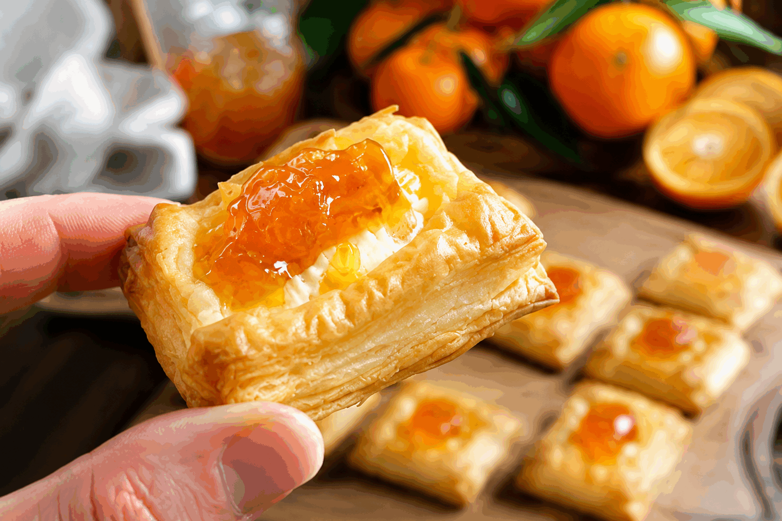 Carrés feuilletés au brie et clémentine, l’apéro express qui régale en 5 minutes ✨