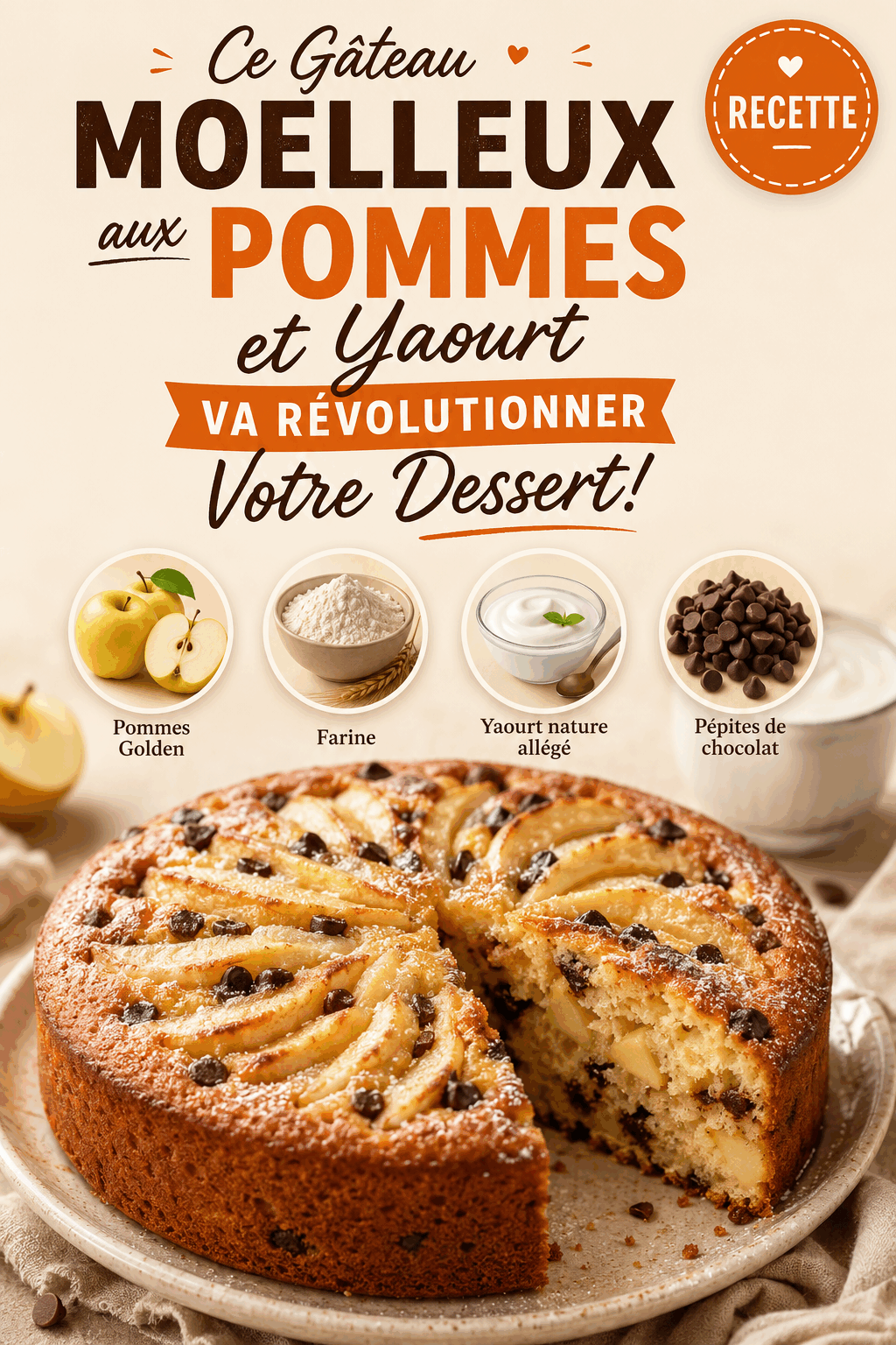 Ce Gâteau Moelleux aux Pommes et Yaourt Va Révolutionner Votre Dessert!