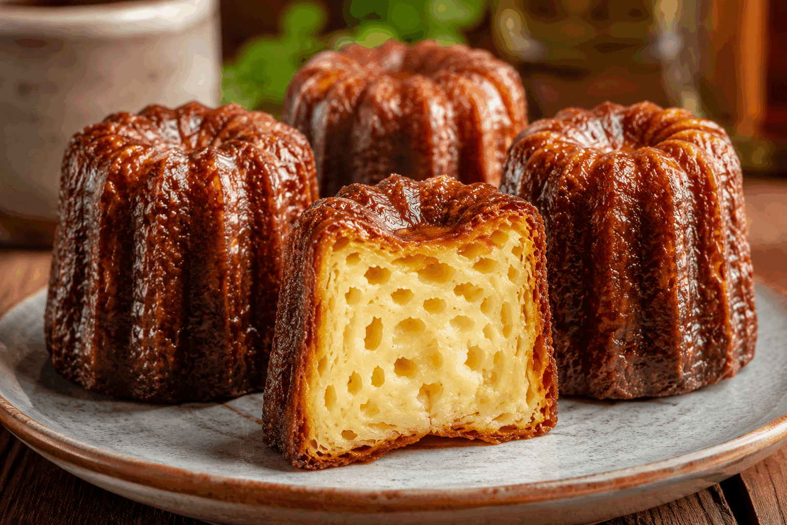 Ces cannelés bordelais fondants et croustillants comme chez ma grand-mère, à tester d’urgence ! 🔥 Description Les cannelés bordelais sont des petits gâteaux emblématiques de la région de Bordeaux, connus pour leur extérieur caramélisé et croustillant et leur intérieur moelleux et fondant. Ce classique de la pâtisserie française se déguste idéalement au goûter ou en dessert, avec un café ou un thé. Cette recette traditionnelle vous fera redécouvrir le vrai goût des cannelés, comme ceux que faisait votre grand-mère. Informations Temps de préparation : 20 minutes Temps de cuisson : 60 minutes Nombre de portions : 12 pièces Difficulté : Moyenne Ingrédients Pour la pâte 500 ml de lait entier 50 g de beurre 2 œufs entiers 2 jaunes d’œufs 200 g de sucre en poudre 100 g de farine de blé 1 gousse de vanille ou 1 cuillère à café d’extrait naturel de vanille 1 pincée de sel Préparation Fais chauffer le lait avec le beurre et la gousse de vanille fendue et grattée (ou l’extrait de vanille) jusqu’à ébullition. Retire du feu et laisse infuser. Dans un saladier, fouette les œufs entiers, les jaunes d’œufs, le sucre et la pincée de sel jusqu’à ce que le mélange blanchisse. Incorpore la farine tamisée petit à petit en continuant de mélanger afin d’éviter les grumeaux. Retire la gousse de vanille puis verse progressivement le lait chaud sur le mélange œufs-sucre-farine en remuant constamment pour bien homogénéiser la pâte. Laisse reposer la pâte au moins 12 heures au réfrigérateur, idéalement toute une nuit. Ce temps de repos est crucial pour obtenir un intérieur fondant. Préchauffe le four à 230°C (chaleur tournante si possible). Beurre généreusement les moules à cannelés en cuivre ou en silicone. Verse la pâte dans les moules en les remplissant presque à ras bord. Enfourne pour 10 minutes à 230°C, puis baisse la température à 180°C et continue la cuisson pendant 50 minutes. La croûte doit être bien dorée et croustillante. Laisse refroidir quelques minutes avant de démouler délicatement pour ne pas casser la croûte. Astuces Utilise des moules en cuivre pour un résultat plus traditionnel et une meilleure caramélisation, ou en silicone pour plus de facilité. Ne néglige pas le temps de repos de la pâte au frais, il permet à la farine d’absorber les liquides et améliore la texture. Pour des cannelés parfaitement croustillants, veille à bien beurrer les moules à chaque fournée. Si tu n’as pas de gousse de vanille, un peu d’extrait naturel fera très bien l’affaire. Service Sers ces cannelés encore légèrement tièdes pour mieux apprécier leur contraste entre extérieur croustillant et cœur fondant. Ils accompagnent merveilleusement bien un café, un thé ou un verre de vin doux, parfaits pour un goûter gourmand ou un dessert convivial entre amis ou en famille.