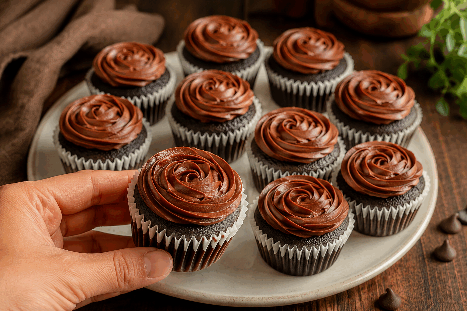 Ces cupcakes au chocolat fondent en 5 minutes, un vrai péché moelleux 😍 Description Ces cupcakes au chocolat sont d’une douceur irrésistible, avec une texture ultra moelleuse qui fond littéralement en bouche en seulement 5 minutes après la sortie du four. Parfaits pour une pause gourmande rapide ou pour impressionner vos invités, ils sont un véritable délice chocolaté à savourer sans modération. Informations Temps de préparation : 15 minutes Temps de cuisson : 5 minutes Nombre de portions : 6 cupcakes Difficulté : Facile Ingrédients Pour la pâte à cupcakes 80 g de farine de blé 30 g de cacao en poudre non sucré 100 g de sucre en poudre 1/2 cuillère à café de levure chimique 1 pincée de sel 1 œuf 60 ml de lait entier 60 ml d’huile végétale (tournesol ou colza) 1 cuillère à café d’extrait de vanille Pour la garniture fondante 50 g de chocolat noir (70% de cacao minimum) 30 g de beurre 2 cuillères à soupe de sucre glace (pour saupoudrer) Préparation Préchauffe le four à 200°C (chaleur statique). Dans un grand bol, tamise la farine, le cacao en poudre, la levure chimique et le sel. Dans un autre récipient, bats l’œuf avec le sucre jusqu’à ce que le mélange blanchisse et devienne mousseux. Ajoute l’huile, le lait et l’extrait de vanille au mélange œuf-sucre, puis mélange bien. Incorpore progressivement les ingrédients secs tamisés en mélangeant délicatement pour obtenir une pâte homogène mais sans trop travailler. Verse la moitié de la pâte dans des moules à cupcakes (6 empreintes) préalablement graissés ou garnis de caissettes en papier, en remplissant aux 3/4. Coupe le chocolat noir en petits morceaux et répartis-les au centre de chaque cupcake. Recouvre avec le reste de pâte pour bien envelopper le chocolat. Enfourne et fais cuire pendant 5 minutes seulement : les cupcakes doivent être cuits à l’extérieur mais fondants à l’intérieur. Sors les cupcakes du four, laisse-les tiédir 2-3 minutes dans leurs moules, puis démoule-les délicatement. Fais fondre le beurre et badigeonne-en légèrement le dessus des cupcakes pour apporter de la brillance et du moelleux. Saupoudre de sucre glace avant de servir. Astuces Utilise un cacao en poudre de bonne qualité pour un goût intense et authentique. Ne dépasse pas les 5 minutes de cuisson pour conserver le cœur fondant et moelleux. Pour un effet encore plus gourmand, ajoute un carré de chocolat praliné au centre. Consomme les cupcakes tièdes pour profiter pleinement de leur texture fondante. Service Sers ces cupcakes au chocolat tièdes, accompagnés d’un verre de lait froid ou d’un café noir. Ils sont idéaux comme dessert express ou pour un goûter gourmand entre amis ou en famille. Présente-les sur un joli plateau décoré avec quelques feuilles de menthe fraîche pour la touche visuelle.