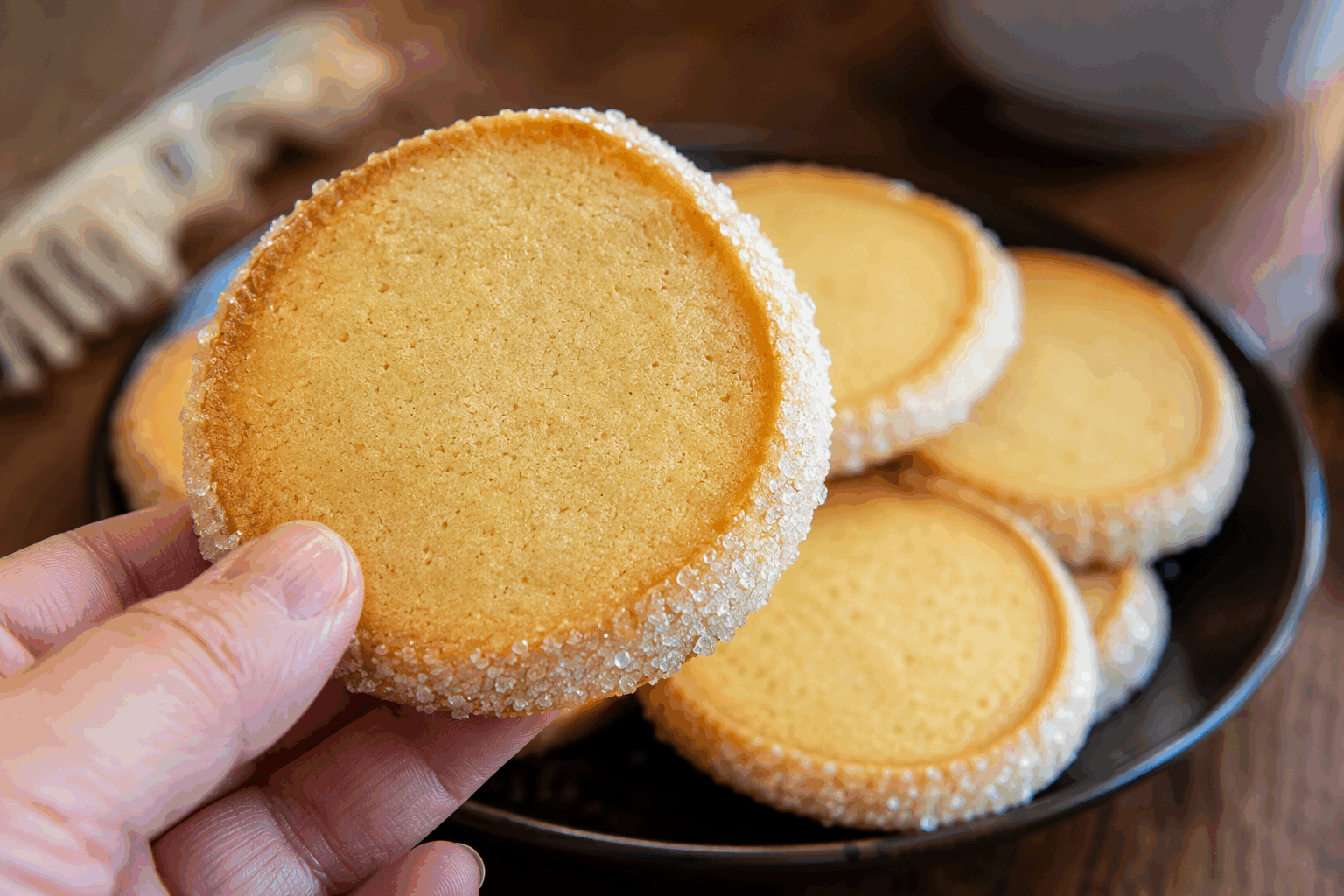Ces sablés diamants, la recette secrète de grand-mère qui fond en bouche 😍 Description Ces sablés diamants sont de petits biscuits croquants à l’extérieur et tendres à l’intérieur, au goût délicatement beurré et sucré. Ils doivent leur nom à leur texture brillante et légèrement nacrée, obtenue grâce au sucre cristallisé qui les enveloppe avant cuisson. Parfaits pour accompagner un thé ou un café, ils évoquent la douceur des goûters d’antan, transmis de génération en génération. Informations Temps de préparation : 20 minutes Temps de cuisson : 12 minutes Nombre de portions : 25 pièces Difficulté : Facile Ingrédients Pour la pâte à sablés 125 g de beurre doux, pommade 90 g de sucre en poudre 1 œuf entier 250 g de farine de blé 1 pincée de sel 1/2 sachet de levure chimique (environ 5 g) Pour la finition 50 g de sucre cristal Préparation Préchauffe le four à 180°C (chaleur tournante de préférence). Travaille le beurre pommade avec le sucre en poudre à l’aide d’une spatule ou au robot jusqu’à obtenir une crème lisse et homogène. Incorpore l’œuf entier et mélange doucement pour bien l’intégrer sans faire mousser la préparation. Tamise la farine avec la levure chimique et la pincée de sel. Ajoute-les progressivement à la préparation précédente, mélange juste assez pour former une pâte souple sans trop la travailler. Forme un boudin de pâte de 4 à 5 cm de diamètre, filme-le dans un film alimentaire, puis place-le au réfrigérateur pendant au moins 30 minutes pour qu’il durcisse un peu. Dans une assiette creuse, verse le sucre cristal. Roule le boudin de pâte dans le sucre en l’enrobant bien de tous les côtés. Sors le boudin du réfrigérateur et découpe-le en tranches d’environ 1 cm d’épaisseur avec un couteau bien aiguisé. Place les tranches sur une plaque recouverte de papier sulfurisé en les espaçant légèrement pour permettre la cuisson uniforme. Enfourne pour 10 à 12 minutes, jusqu’à ce que les bords des sablés soient légèrement dorés mais que le centre reste clair pour conserver leur tendreté. Sors les sablés du four, laisse-les refroidir quelques minutes sur la plaque, puis transfère-les sur une grille jusqu’à complet refroidissement. Astuces Utilise un beurre de bonne qualité à température ambiante pour une meilleure texture et saveur. Ne travaille pas trop la pâte après l’ajout de la farine afin d’éviter qu’elle devienne dure. Tu peux aromatiser ces sablés avec un zeste de citron ou un peu de vanille pour varier les plaisirs. Conserve-les dans une boîte hermétique à température ambiante pour garder tout leur croustillant et leur fondant plusieurs jours. Service Servez ces sablés diamants lors d’un goûter convivial, accompagnés d’une tasse de thé, d’infusion ou de café. Ils se présentent parfaitement dans une jolie boite ou sur un plat de service pour partager ce petit trésor gourmand avec famille et amis.