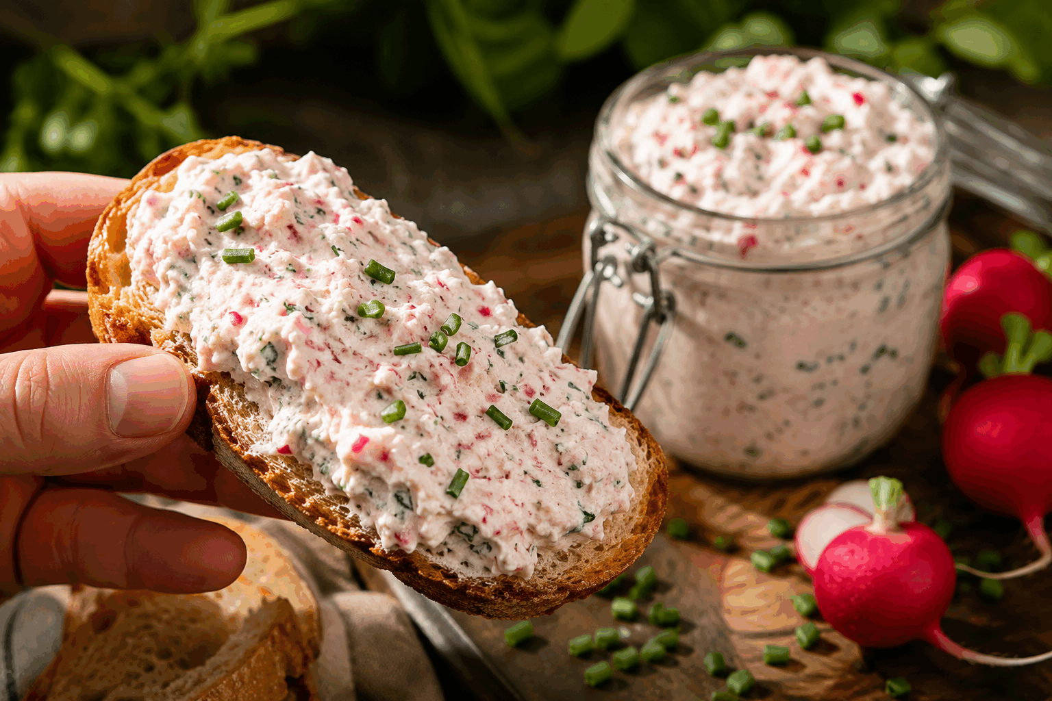 Cette crème de radis en 5 minutes qui fait craquer tous mes invités 🔥 Description Cette crème de radis est une entrée fraîche et légère, parfaite pour surprendre vos invités avec son goût légèrement piquant et sa texture veloutée. Préparée en seulement 5 minutes, elle allie simplicité et élégance, idéale pour un apéritif ou une mise en bouche raffinée. Informations Temps de préparation : 5 minutes Temps de cuisson : 0 minute Nombre de portions : 4 personnes Difficulté : Facile Ingrédients Pour la crème de radis 150 g de radis rouges 100 g de fromage frais (type boursin, chèvre frais ou ricotta) 2 cuillères à soupe de crème fraîche épaisse 1 cuillère à soupe d'huile d'olive 1 cuillère à café de jus de citron 1 pincée de sel Poivre noir du moulin, selon goût Quelques brins de ciboulette (pour la décoration) Préparation Rincez les radis et coupez les extrémités. Coupez-les ensuite en morceaux grossiers. Dans un blender ou un robot mixeur, mettez les radis, le fromage frais, la crème fraîche, l'huile d'olive et le jus de citron. Mixez jusqu’à obtenir une texture lisse et crémeuse. Si la crème est trop épaisse, ajoutez un peu d’eau froide ou de lait jusqu’à la consistance désirée. Assaisonnez avec du sel et du poivre à votre goût, puis mixez à nouveau brièvement pour homogénéiser. Versez la crème dans des verrines ou petits bols, décorez avec de la ciboulette ciselée et réservez au frais jusqu’au moment de servir. Astuces Choisissez des radis bien fermes et croquants pour une saveur et une texture optimales. Variez les plaisirs en remplaçant le fromage frais par du yaourt grec pour une version plus légère. Ajoutez un peu de pétales de radis finement tranchés pour un décor croquant et coloré. Servez cette crème avec des toasts de pain grillé ou des bâtonnets de légumes pour plus de gourmandise. Service Servez cette crème de radis bien fraîche en entrée ou à l’apéritif, accompagnée de tranches de baguette grillée ou de crudités variées (concombre, carottes). Son goût léger et pimpant plaît lors de repas d’été ou lors de petites réceptions conviviales.