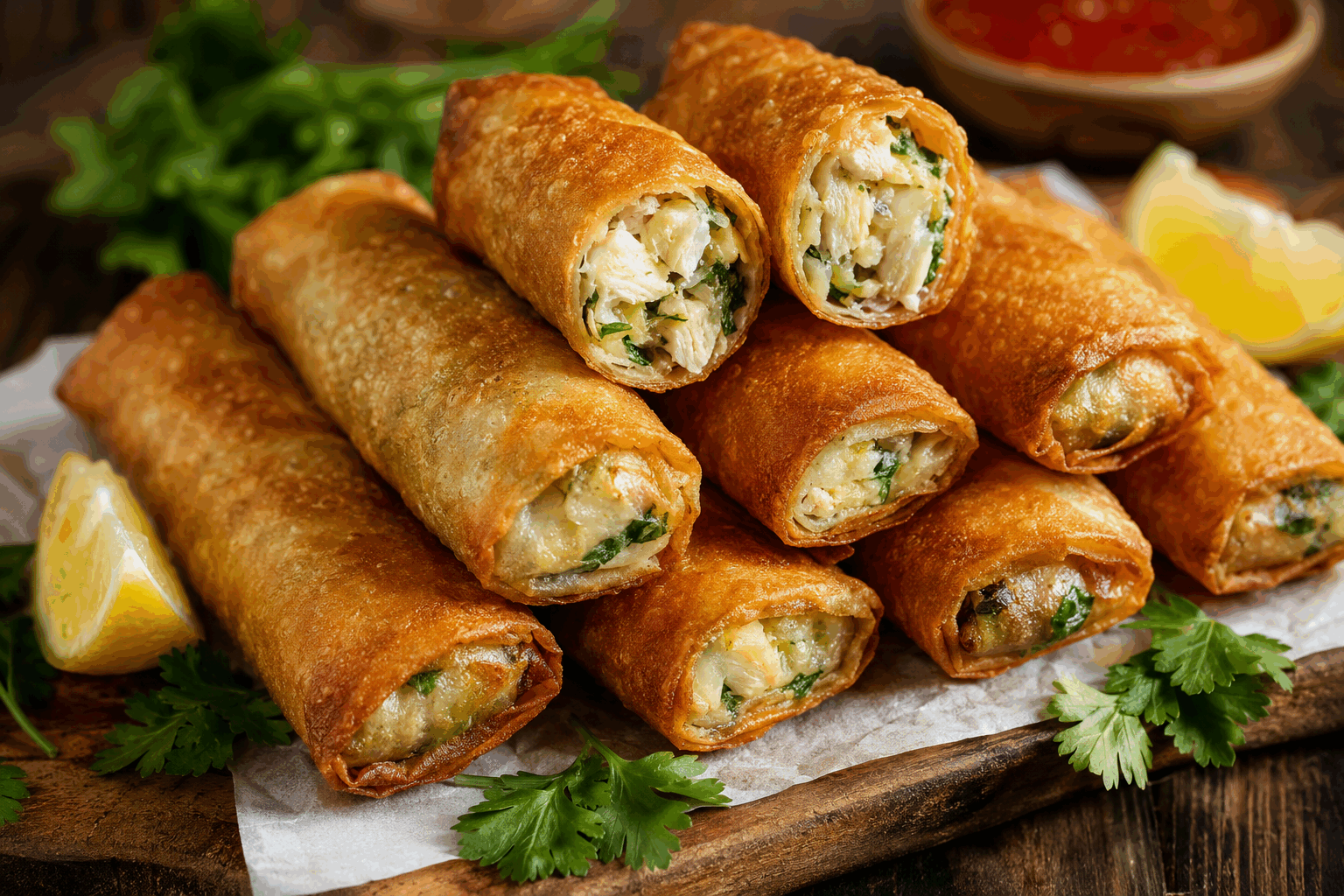 Bricks poulet béchamel fondante et croustillante en 20 minutes 😍 Description Ces bricks au poulet et béchamel sont une délicieuse entrée ou un plat léger, alliant une garniture onctueuse à une pâte croustillante. Rapides à préparer en seulement 20 minutes, elles séduisent par leur texture fondante et dorée. Parfaites pour un apéritif gourmand ou un dîner convivial. Informations Temps de préparation : 10 minutes Temps de cuisson : 10 minutes Nombre de portions : 6 pièces Difficulté : Facile Ingrédients Pour la béchamel au poulet 150 g de blanc de poulet 30 g de beurre 30 g de farine 300 ml de lait 1 petite échalote Sel et poivre du moulin 1 pincée de muscade 1 cuillère à soupe d’huile d’olive Pour les bricks 6 feuilles de brick Huile de friture (tournesol ou arachide) Préparation Émince finement l’échalote et coupe le blanc de poulet en petits dés. Fais chauffer l’huile d’olive dans une poêle, fais revenir l’échalote jusqu’à ce qu’elle soit translucide puis ajoute le poulet. Assaisonne, et fais cuire 5 minutes jusqu’à ce que le poulet soit doré. Réserve. Prépare la béchamel : dans une casserole, fais fondre le beurre à feu moyen. Ajoute la farine en une fois et mélange vigoureusement avec un fouet pendant 1 minute pour obtenir un roux blond. Verse le lait progressivement tout en continuant de fouetter pour éviter les grumeaux. Laisse épaissir 3-4 minutes à feu doux, puis assaisonne avec sel, poivre et muscade. Incorpore le poulet cuit et l’échalote à la béchamel. Mélange bien pour obtenir une garniture homogène et fondante. Retire du feu. Dépose une feuille de brick sur le plan de travail. Coupe-la en deux si tu souhaites des bricks plus petites. Dépose une cuillère à soupe de garniture sur un coin, puis replie la feuille de brick en formant un triangle bien fermé. Fais chauffer l’huile de friture à 180°C dans une poêle ou une friteuse. Plonge délicatement les bricks et fais-les frire 3 à 4 minutes, jusqu’à ce qu’elles soient bien dorées et croustillantes. Égoutte sur du papier absorbant et sers immédiatement pour profiter du contraste entre la pâte croustillante et la garniture fondante. Astuces Pour une béchamel encore plus onctueuse, utilise un lait entier à température ambiante. Veille à bien fermer les bricks pour éviter que la garniture ne s’échappe pendant la cuisson. Tu peux cuire les bricks au four à 200°C pendant 10-12 minutes pour une version plus légère. Ajoute un peu de fromage râpé dans la béchamel pour une saveur plus gourmande. Service Servez ces bricks accompagnées d’une salade verte croquante ou d’une sauce au yaourt citronnée pour équilibrer la richesse de la garniture. Elles conviennent parfaitement en apéritif, en entrée ou en plat léger lors d’un dîner convivial entre amis.