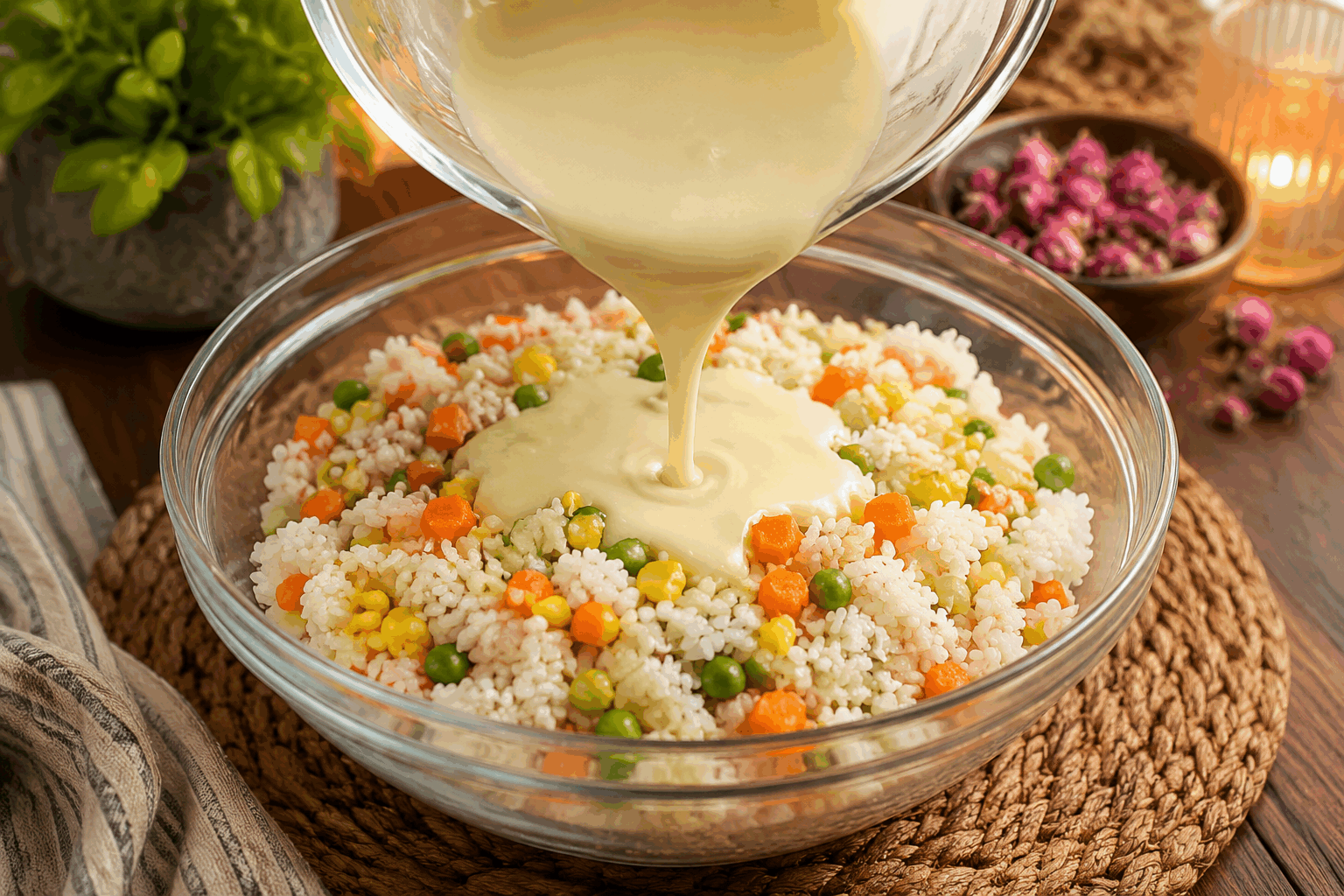 Cette salade gourmande qui m’éblouit à chaque bouchée, à tester sans tarder 😍 Description Cette salade gourmande est un mélange savoureux et coloré qui ravira vos papilles à chaque bouchée. Fraîche, croquante et généreuse, elle combine textures et saveurs variées pour un vrai bonheur en bouche. Parfaitement équilibrée, elle fera un excellent déjeuner léger ou une entrée raffinée lors d’un repas convivial. Informations Temps de préparation : 20 minutes Temps de cuisson : 10 minutes Nombre de portions : 4 personnes Difficulté : Facile Ingrédients Pour la salade 150 g de mesclun ou mélange de salades jeunes pousses 200 g de tomates cerises 1 avocat mûr 100 g de fromage de chèvre frais 50 g de noix (ou noix de pécan) 100 g de poitrine fumée ou lardons 1 petite pomme Granny Smith Pour la vinaigrette 4 cuillères à soupe d’huile d’olive 2 cuillères à soupe de vinaigre balsamique 1 cuillère à café de moutarde à l’ancienne 1 cuillère à café de miel Sel et poivre du moulin Préparation Fais revenir les lardons dans une poêle chaude pendant 7 à 10 minutes jusqu’à ce qu’ils soient dorés et croustillants. Égoutte-les sur du papier absorbant. Lave les tomates cerises et coupe-les en deux. Coupe l’avocat en deux, retire le noyau, puis tranche la chair en fines lamelles. Lave et essore la salade. Coupe la pomme en fines lamelles sans la peler pour la fraîcheur et la texture croquante. Dans un bol, prépare la vinaigrette en émulsionnant l’huile d’olive, le vinaigre balsamique, la moutarde et le miel. Sale et poivre selon votre goût. Dans un grand saladier, rassemble la salade, les tomates, l’avocat, la pomme, les noix et les lardons refroidis. Ajoute le fromage de chèvre émietté. Verse la vinaigrette sur la salade et mélange délicatement pour bien répartir les saveurs sans écraser les ingrédients. Rectifie l’assaisonnement si nécessaire, puis réserve au frais 5 minutes avant de servir pour que les saveurs se mélangent bien. Astuces Choisis un avocat bien mûr mais ferme pour une meilleure texture en bouche. Tu peux remplacer les lardons par des noix grillées pour une version végétarienne tout aussi gourmande. Pour un goût plus intense, laisse reposer la salade avec la vinaigrette 10 à 15 minutes au frais avant de servir. Ajoute un filet de jus de citron sur l’avocat et la pomme pour éviter qu’ils ne noircissent. Service Sers cette salade gourmande bien fraîche, accompagnée d’un pain de campagne croustillant ou d’un petit pain aux céréales. Elle convient parfaitement comme entrée d’un dîner estival ou comme plat léger pour un déjeuner équilibré entre amis ou en famille.