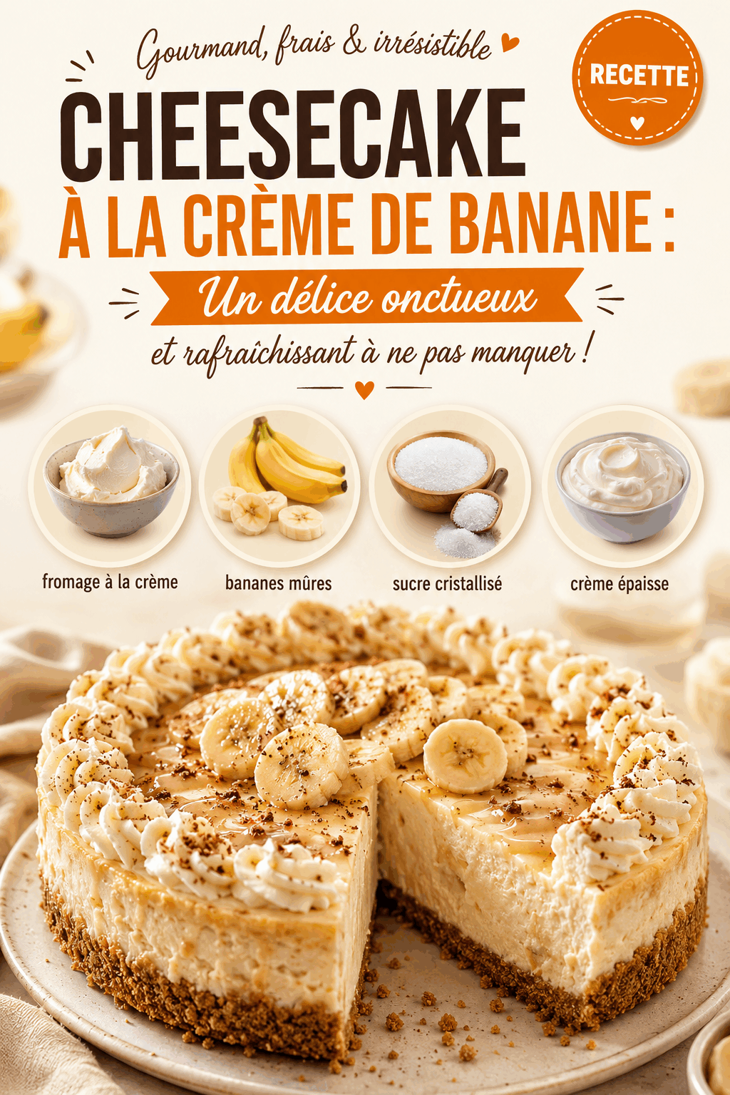 Cheesecake à la crème de banane : Un délice onctueux et rafraîchissant à ne pas manquer !