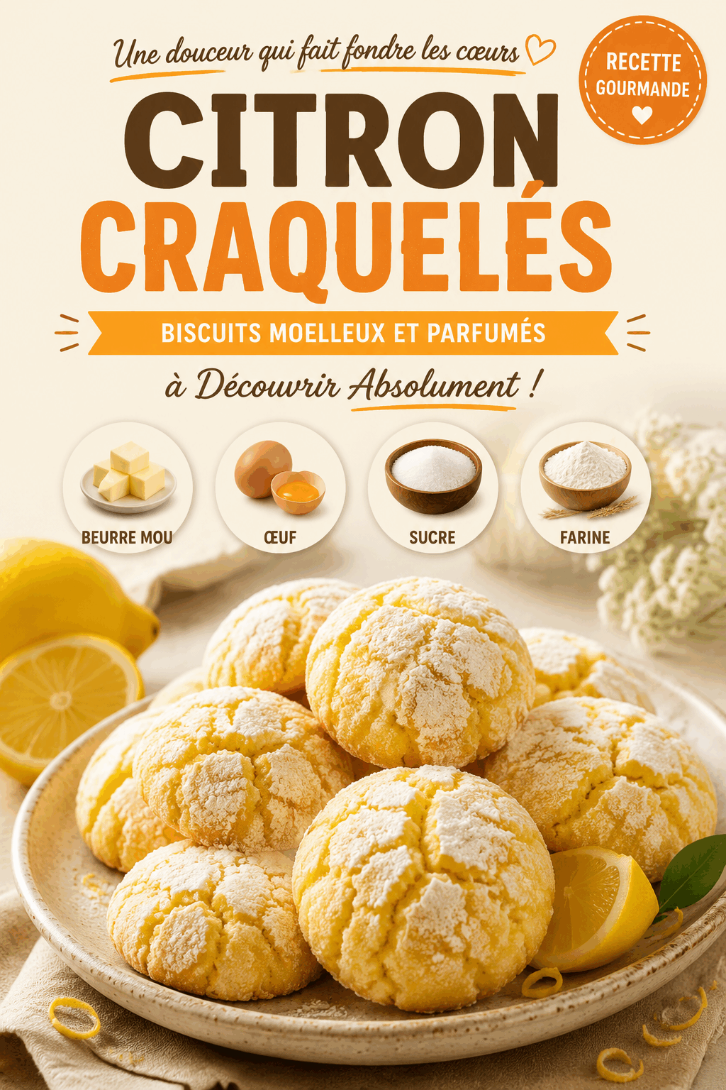 Citron Craquelés : Biscuits Moelleux et Parfumés à Découvrir Absolument !