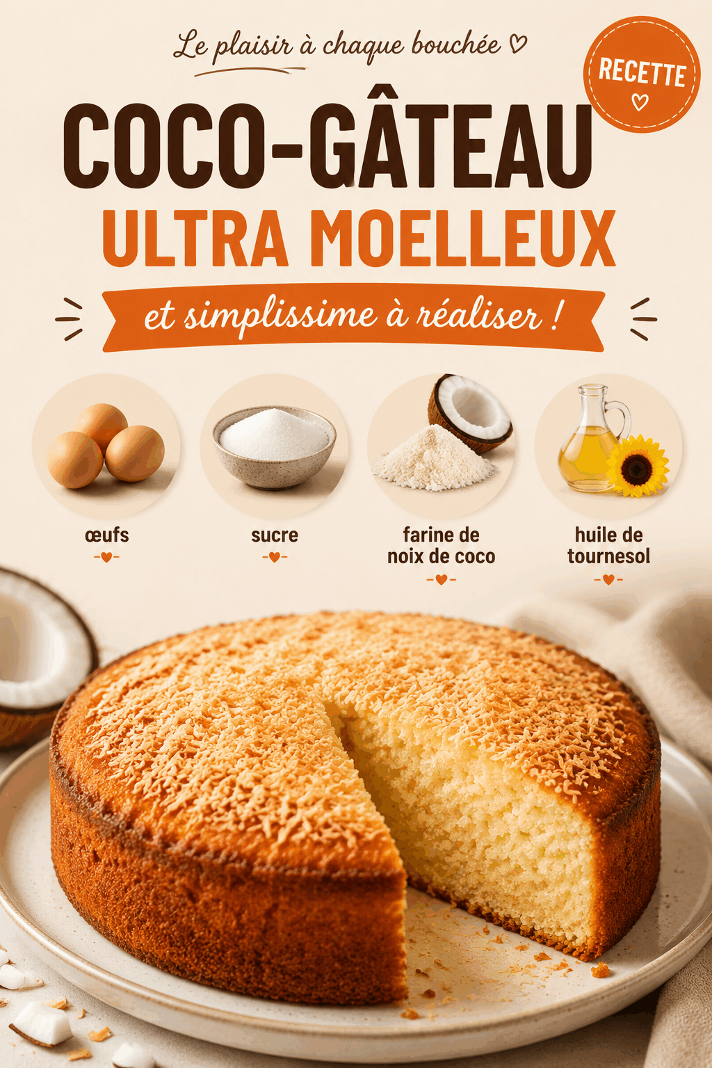 Coco-gâteau ultra moelleux et simplissime à réaliser !