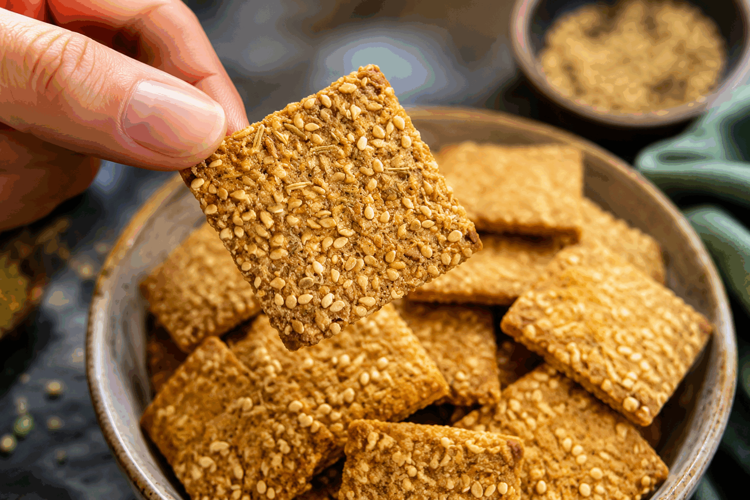 Crackers sans gluten ni sel, prêts en 5 minutes : croquez la gourmandise saine ! 🔥👌 Description Ces crackers sans gluten ni sel sont rapides à préparer et offrent une alternative saine et légère aux biscuits salés traditionnels. Leur texture croustillante et leur goût neutre les rendent parfaits pour accompagner dips, fromages ou légumes frais. Idéal pour une collation saine à tout moment de la journée. Informations Temps de préparation : 5 minutes Temps de cuisson : 15 minutes Nombre de portions : 20 crackers Difficulté : Facile Ingrédients Pour les crackers 100 g de farine de pois chiches (ou farine de riz pour une variante plus neutre) 40 g de graines de lin moulues 30 g de graines de tournesol 30 g de graines de sésame 80 ml d’eau tiède 2 cuillères à soupe d’huile d’olive 1/2 cuillère à café de poudre d’ail (facultatif) 1/2 cuillère à café de paprika doux (facultatif) Préparation Préchauffe le four à 180°C (chaleur statique). Dans un grand saladier, mélange la farine de pois chiches, les graines de lin moulues, les graines de tournesol et de sésame ; ajoute la poudre d’ail et le paprika si utilisés. Incorpore l’huile d’olive puis verse l’eau tiède petit à petit en mélangeant jusqu’à obtenir une pâte homogène et légèrement collante. Étale la pâte entre deux feuilles de papier sulfurisé sur une épaisseur d’environ 2 à 3 mm, puis retire la feuille du dessus. Découpe la pâte en carrés ou rectangles à l’aide d’un couteau bien aiguisé. Enfourne pour 15 minutes jusqu’à ce que les crackers soient dorés et croustillants. Laisse refroidir complètement sur une grille pour qu’ils durcissent bien avant de les détacher. Astuces Utilise un rouleau à pâtisserie ou une bouteille pour étaler la pâte de manière uniforme et obtenir des crackers réguliers. Varie les graines selon tes goûts : chia, courge ou pavot ajoutent du croquant et des saveurs intéressantes. Pour un goût plus relevé sans sel, ajoute des herbes séchées comme le romarin, le thym ou le basilic. Conserve-les dans une boîte hermétique à température ambiante pour garder leur croustillant plusieurs jours. Service Sers ces crackers sans gluten ni sel en apéritif avec une sélection de dips comme du guacamole, du houmous ou une tapenade maison. Ils sont aussi parfaits pour accompagner une salade ou une soupe légère, apportant une touche croquante et saine à ton repas.