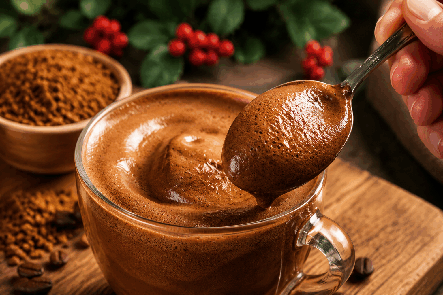 Crème chocolat onctueuse sans sucre ni lait, prête en 5 minutes, un vrai plaisir ✨ Description Cette crème chocolatée onctueuse est une délicieuse alternative saine et légère, conçue sans sucre ajouté ni lait. Sa texture veloutée et son goût intense de cacao en font un dessert rapide à préparer, idéal pour une pause gourmande sans culpabilité. Parfaite pour les amateurs de douceur au naturel, elle s’adapte aussi bien aux régimes vegan et sans lactose. Informations Temps de préparation : 5 minutes Temps de cuisson : 0 minutes Nombre de portions : 4 personnes Difficulté : Facile Ingrédients Pour la crème chocolatée 200 g de tofu soyeux 30 g de cacao en poudre non sucré 2 cuillères à soupe de sirop d’agave (ou sirop d’érable pour un goût différent) 1 cuillère à café d’extrait de vanille 1 pincée de sel Facultatif : 1 cuillère à soupe d’huile de coco fondue pour plus d’onctuosité Préparation Égoutte le tofu soyeux pour enlever l’excès d’eau et place-le dans un blender ou un bol. Ajoute le cacao en poudre, le sirop d’agave, l’extrait de vanille et la pincée de sel. Mixe le tout à vitesse élevée jusqu’à obtenir une texture lisse et homogène. Goûte la crème et ajuste la douceur ou la quantité de cacao selon tes préférences. Si désiré, incorpore l’huile de coco fondue pour une texture encore plus riche et mixe de nouveau. Répartis la crème dans des coupelles et réserve au frais pendant au moins 30 minutes pour une meilleure tenue, ou déguste immédiatement. Astuces Pour un goût encore plus intense, choisis un cacao en poudre de bonne qualité et non sucré. Le tofu soyeux se trouve facilement en magasin bio ou au rayon frais; il apporte une texture très crémeuse sans lactose. Pour varier, remplace le sirop d’agave par du miel si tu ne suis pas un régime vegan, ou par un édulcorant naturel. Cette crème peut aussi servir de base pour un dessert plus élaboré : ajoute des zestes d’orange ou une pincée de cannelle pour varier les saveurs. Service Servez cette crème chocolatée dans de petits ramequins décorés de copeaux de chocolat, de fruits rouges frais ou d’une feuille de menthe pour une touche colorée. Idéale en dessert express, elle accompagne parfaitement un café ou un thé pour un moment de plaisir équilibré.