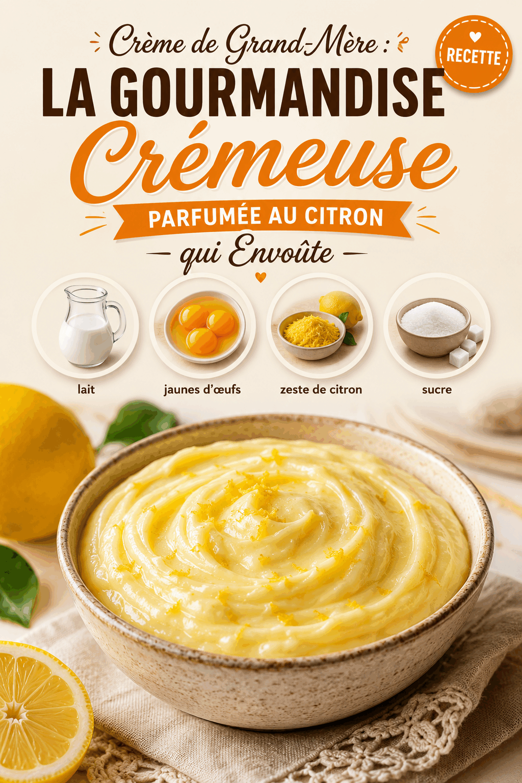 Crème de Grand-Mère : La Gourmandise Crémeuse Parfumée au Citron qui Envoûte