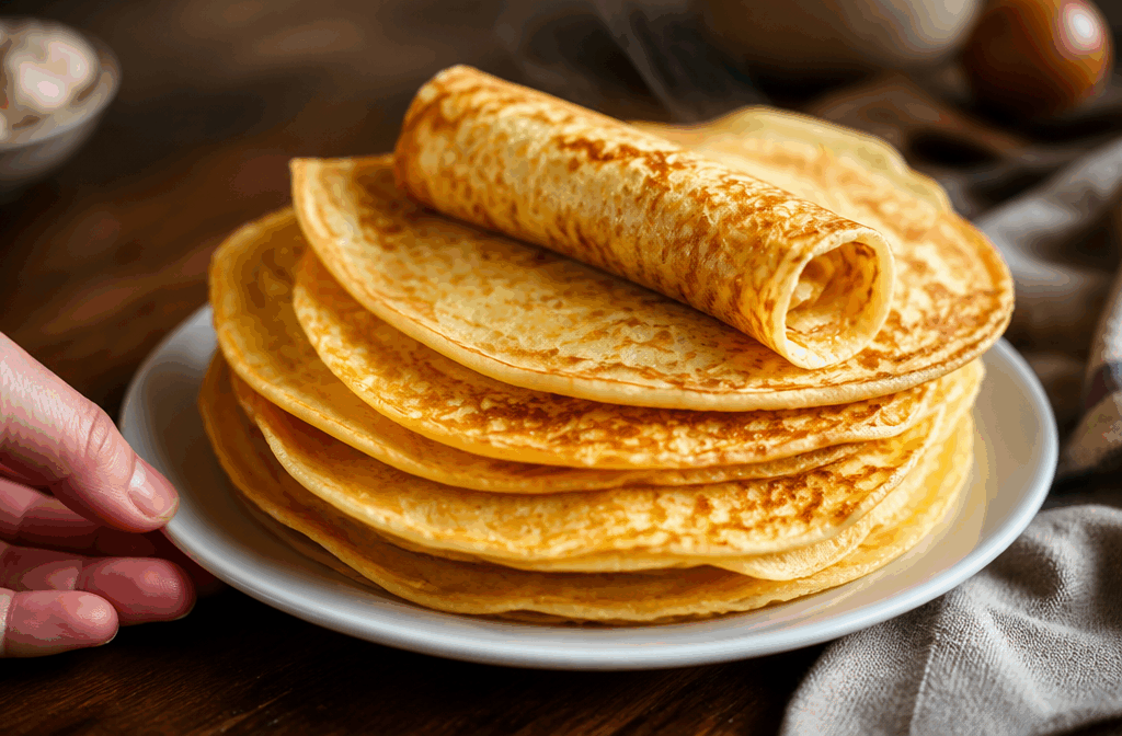 Crêpes sans œufs avec 2 ingrédients seulement : prêtes en 5 minutes, un vrai charme 🥞 Description Ces crêpes ultra simples et rapides ne nécessitent que deux ingrédients pour une pâte légère et savoureuse, parfaite pour une pause gourmande improvisée. Leur texture moelleuse et leur goût doux en font une alternative idéale pour ceux qui évitent les œufs sans sacrifier le plaisir des crêpes. Parfaites pour un petit-déjeuner express ou un goûter convivial. Informations Temps de préparation : 3 minutes Temps de cuisson : 2 minutes Nombre de portions : 6 crêpes moyennes Difficulté : Facile Ingrédients Pour la pâte à crêpes 125 g de farine de blé 300 ml de lait végétal ou lait de vache 1 pincée de sel (facultatif) 1 cuillère à café d’huile neutre (pour la cuisson) Préparation Verse la farine dans un saladier et ajoute une pincée de sel si souhaité. Incorpore progressivement le lait tout en fouettant vigoureusement pour éviter les grumeaux jusqu’à obtenir une pâte lisse et homogène. Laisse reposer la pâte 5 minutes pour une meilleure tenue, si le temps le permet. Chauffe une poêle antiadhésive à feu moyen et huile-la légèrement avec un papier absorbant imbibé d’huile. Verse une petite louche de pâte dans la poêle et étale-la rapidement en inclinant la poêle pour former une crêpe fine. Cuise la crêpe pendant environ 1 minute jusqu’à ce que les bords se décollent, puis retourne-la délicatement et poursuis la cuisson 30 secondes à 1 minute. Répète l’opération avec le reste de la pâte, en huilant légèrement la poêle entre chaque crêpe si besoin. Astuces Utilise du lait végétal (avoine, amande, soja) pour une version vegan et légère. Si la pâte est trop épaisse, ajoute un peu plus de lait pour ajuster la consistance. Pour une cuisson parfaite, évite de surchauffer la poêle afin d’obtenir des crêpes dorées et moelleuses. Accompagne tes crêpes de confiture, sirop d’érable ou fruits frais pour plus de gourmandise. Service Présente ces crêpes roulées ou pliées, accompagnées de fruits frais, de miel ou de pâte à tartiner pour un goûter simple et délicieux. Idéales pour un petit-déjeuner rapide ou une pause sucrée improvisée en famille ou entre amis.