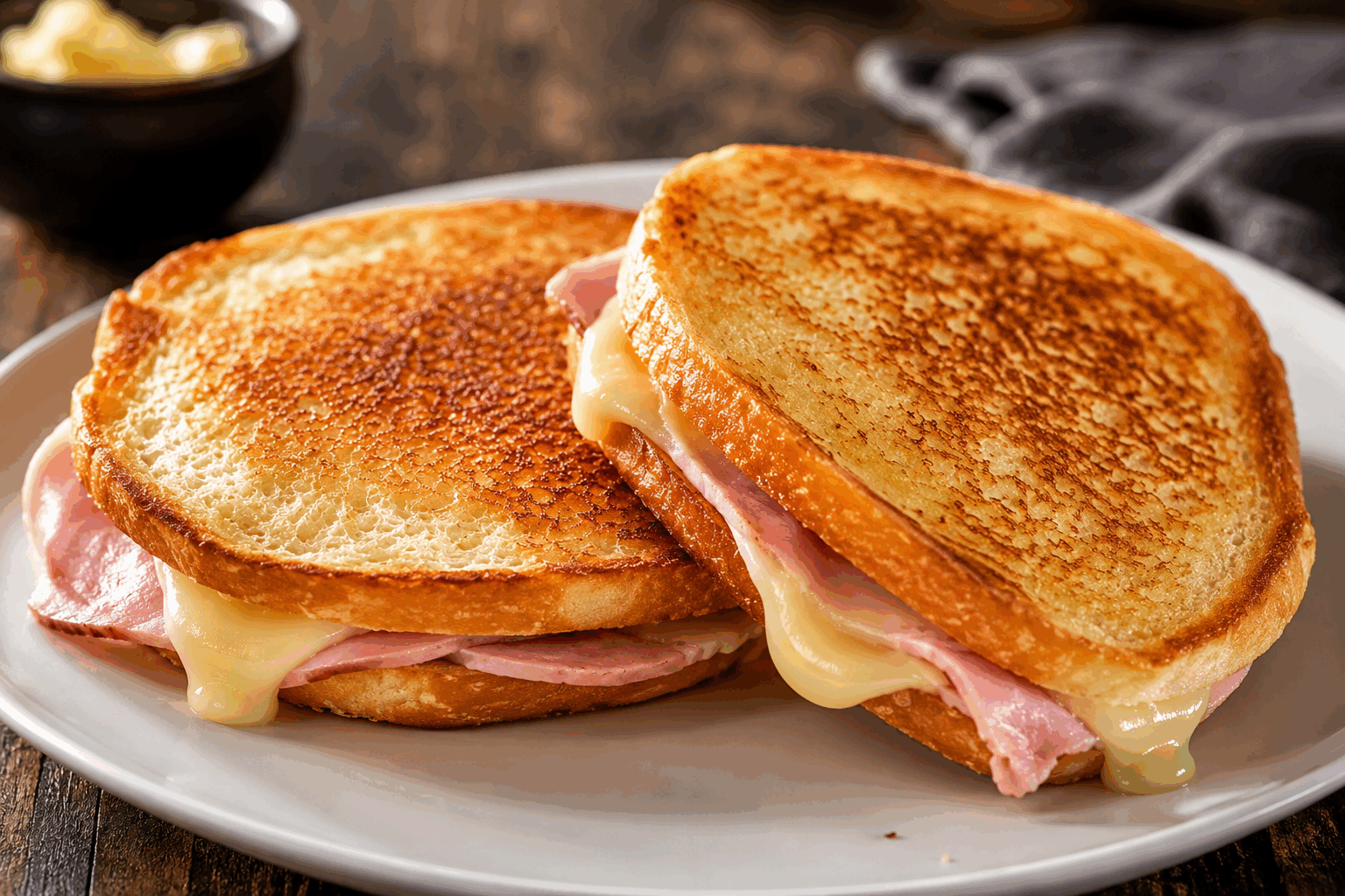 Croque McDo maison prêt en 5 minutes, la recette rapide qui va te sauver 🔥 Description Ce croque inspiré du célèbre McDo offre une version maison rapide et savoureuse, idéale pour un repas express. Moelleux à l'intérieur avec du fromage fondu et une touche gourmande croustillante à l'extérieur, il est parfait pour un déjeuner sur le pouce ou un dîner improvisé. Informations Temps de préparation : 3 minutes Temps de cuisson : 2 minutes Nombre de portions : 2 pièces Difficulté : Facile Ingrédients Pour le croque 4 tranches de pain de mie sans croûte 100 g de fromage à raclette ou emmental râpé 2 tranches de jambon blanc 2 cuillères à soupe de sauce burger (mayonnaise, ketchup, moutarde douce mélangés) 10 g de beurre doux Préparation Tartine généreusement chaque tranche de pain de mie des deux côtés avec la sauce burger pour apporter goût et moelleux. Sur deux tranches, dépose le jambon puis répartis le fromage râpé par-dessus. Referme les croques avec les deux autres tranches de pain tartinées. Fais fondre le beurre dans une poêle à feu moyen (environ 160°C). Fais dorer les croques 1 à 2 minutes de chaque côté jusqu’à ce qu’ils soient bien croustillants et que le fromage soit fondu à l’intérieur. Retire-les de la poêle et coupe-les en deux pour une dégustation plus facile. Astuces Utilise du pain de mie sans croûte pour un rendu plus proche du croque McDo classique. Ajoute un peu de cheddar pour intensifier le goût fromager. Si tu es pressé, utilise un grill-pain pour toaster le pain avant de le garnir, cela réduit le temps de cuisson en poêle. Tu peux remplacer la sauce burger par de la sauce barbecue pour une touche fumée différente. Service Servez ces croques maison bien chauds avec une salade verte ou des frites maison pour un repas complet et rapide. Parfait pour un déjeuner convivial ou un dîner express entre amis ou en famille.