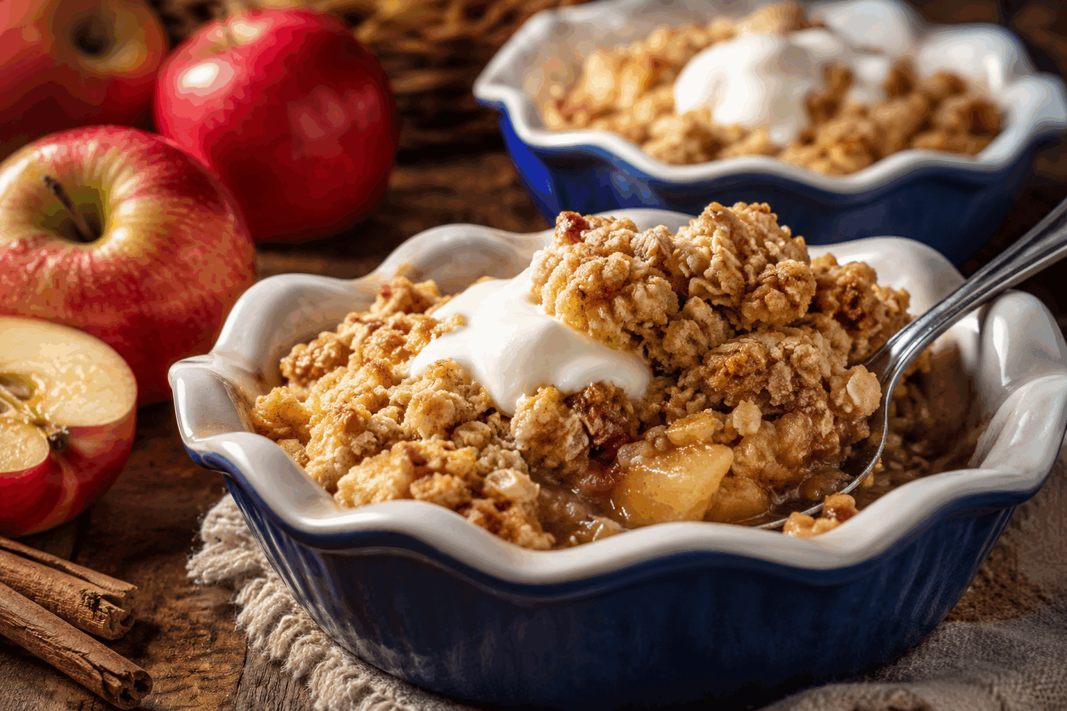 Crumble aux pommes sans farine : seulement 4 ingrédients pour un dessert fondant 🍎 Description Ce crumble aux pommes sans farine est un dessert léger et fondant, parfait pour les amateurs de simplicité et de saveurs naturelles. Avec seulement quatre ingrédients, il offre un équilibre doux entre des pommes fondantes et un topping croustillant à base d’amandes. Idéal pour une fin de repas gourmande ou un goûter convivial. Informations Temps de préparation : 15 minutes Temps de cuisson : 30 minutes Nombre de portions : 4 personnes Difficulté : Facile Ingrédients Pour la garniture de pommes 4 pommes moyennes (Golden ou Gala) 20 g de sucre de canne roux 1 cuillère à café de cannelle en poudre (optionnel) Pour le crumble sans farine 100 g de poudre d’amandes 50 g de beurre doux froid 40 g de sucre de canne roux Préparation Préchauffe le four à 180°C (thermostat 6). Épluche, épépine et coupe les pommes en petits dés. Mets-les dans un saladier. Ajoute le sucre et la cannelle (si utilisée) aux pommes, puis mélange bien pour enrober les morceaux. Verse les pommes dans un plat à gratin ou des ramequins individuels, répartis uniformément. Dans un autre bol, prépare le crumble : mélange la poudre d’amandes et le sucre. Incorpore le beurre froid coupé en petits cubes. Sable la préparation du bout des doigts jusqu’à obtenir une texture granuleuse ressemblant à du sable humide, sans trop travailler la pâte. Répartis la pâte à crumble sur les pommes en une couche homogène. Enfourne pour 30 minutes, ou jusqu’à ce que la surface soit dorée et les pommes bien fondantes. Laisse tiédir quelques minutes avant de servir. Astuces Choisis des pommes légèrement acidulées pour renforcer le contraste avec le crumble sucré. Le beurre doit être bien froid pour obtenir un crumble bien croustillant. Pour une version encore plus gourmande, ajoute des amandes effilées sur le dessus avant la cuisson. Conserve le crumble au réfrigérateur et consomme-le dans les 24 heures pour garder toute sa fraîcheur. Service Servez ce crumble tiède, accompagné éventuellement d’une boule de glace à la vanille ou d’une cuillère de crème fraîche pour un contraste chaud-froid délicieux. Ce dessert s’adapte aussi bien à un goûter familial qu’à une fin de repas légère et réconfortante.