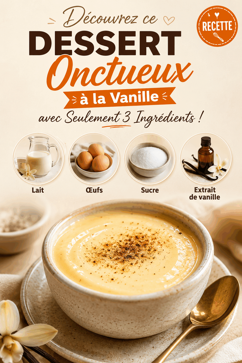 Découvrez ce Dessert Onctueux à la Vanille avec Seulement 3 Ingrédients !