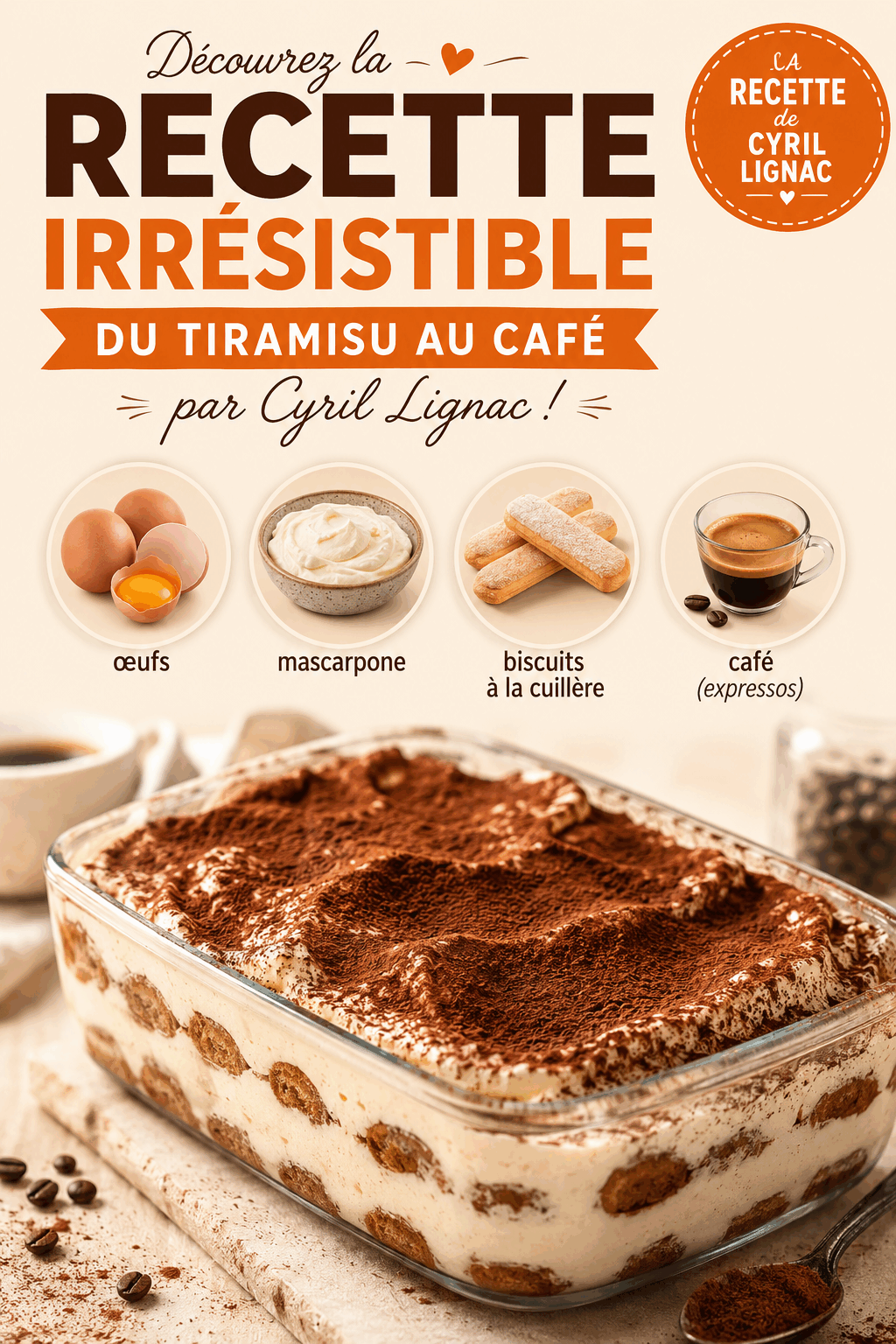 Découvrez la Recette Irrésistible du Tiramisu au Café par Cyril Lignac !