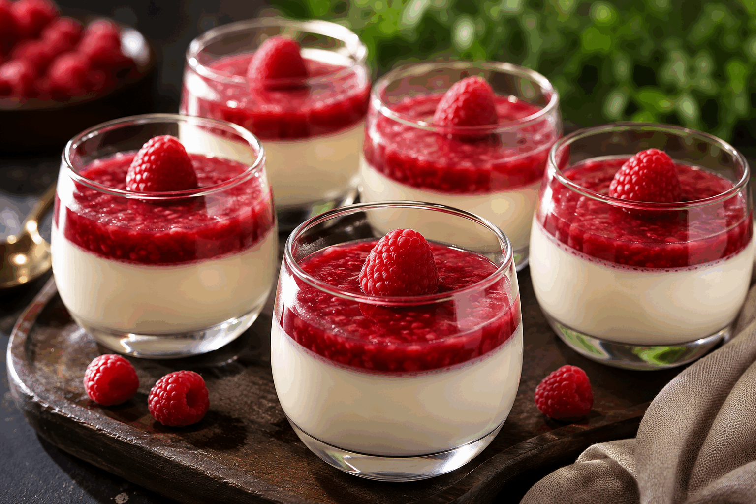 Découvrez la panna cotta vanille framboise en 5 minutes, un dessert qui fond dans la bouche 😍 Description La panna cotta vanille framboise est un dessert italien délicat, à la texture fondante et onctueuse. L’alliance de la douceur de la vanille et de l’acidité des framboises fraîches offre un équilibre parfait en bouche, idéal pour conclure un repas en douceur. Sa réalisation rapide en fait une recette parfaite pour les occasions improvisées ou les envies gourmandes de dernière minute. Informations Temps de préparation : 5 minutes Temps de cuisson : 5 minutes Nombre de portions : 4 Difficulté : Facile Ingrédients Pour la panna cotta à la vanille 500 ml de crème liquide entière 50 g de sucre en poudre 1 gousse de vanille 3 feuilles de gélatine (soit environ 6 g) Pour le coulis de framboise 150 g de framboises fraîches ou surgelées 30 g de sucre 1 cuillère à soupe d’eau Préparation Fais tremper les feuilles de gélatine dans un bol d’eau froide pendant 5 minutes pour les ramollir. Dans une casserole, chauffe la crème avec le sucre et la gousse de vanille fendue, sans faire bouillir. Retire du feu dès que le mélange est chaud et que le sucre est dissous. Essore les feuilles de gélatine et incorpore-les dans la crème chaude en remuant bien jusqu’à complète dissolution. Verse la préparation dans des verrines ou des petits ramequins. Laisse refroidir à température ambiante, puis place au réfrigérateur au moins 2 heures pour que la panna cotta prenne. Pendant ce temps, prépare le coulis : mixe les framboises avec le sucre et l’eau, puis chauffe légèrement le mélange dans une petite casserole pendant 3 minutes pour intégrer les saveurs. Laisse refroidir. Au moment de servir, nappe chaque panna cotta de coulis de framboise frais pour un contraste de saveurs et de textures. Astuces Pour une texture plus ferme, ajoute une feuille de gélatine supplémentaire. Remplace les framboises par d’autres fruits rouges selon la saison ou tes envies. Utilise une crème liquide entière pour garantir l’onctuosité réussie de la panna cotta. Pour une touche décorative, ajoute quelques framboises entières ou des feuilles de menthe avant de servir. Service Sers la panna cotta bien fraîche, accompagnée de son coulis de framboises. Ce dessert léger et élégant trouve sa place lors d’un dîner en famille ou entre amis. Tu peux aussi le préparer à l’avance pour gagner du temps et laisser la magie opérer au réfrigérateur.
