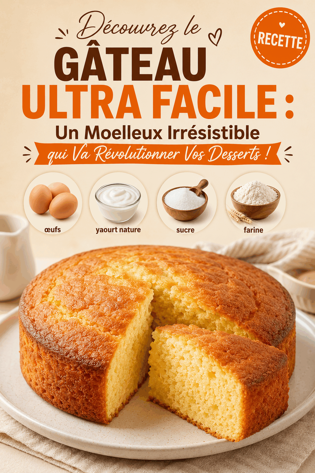 Découvrez le Gâteau Ultra Facile : Un Moelleux Irrésistible qui Va Révolutionner Vos Desserts !
