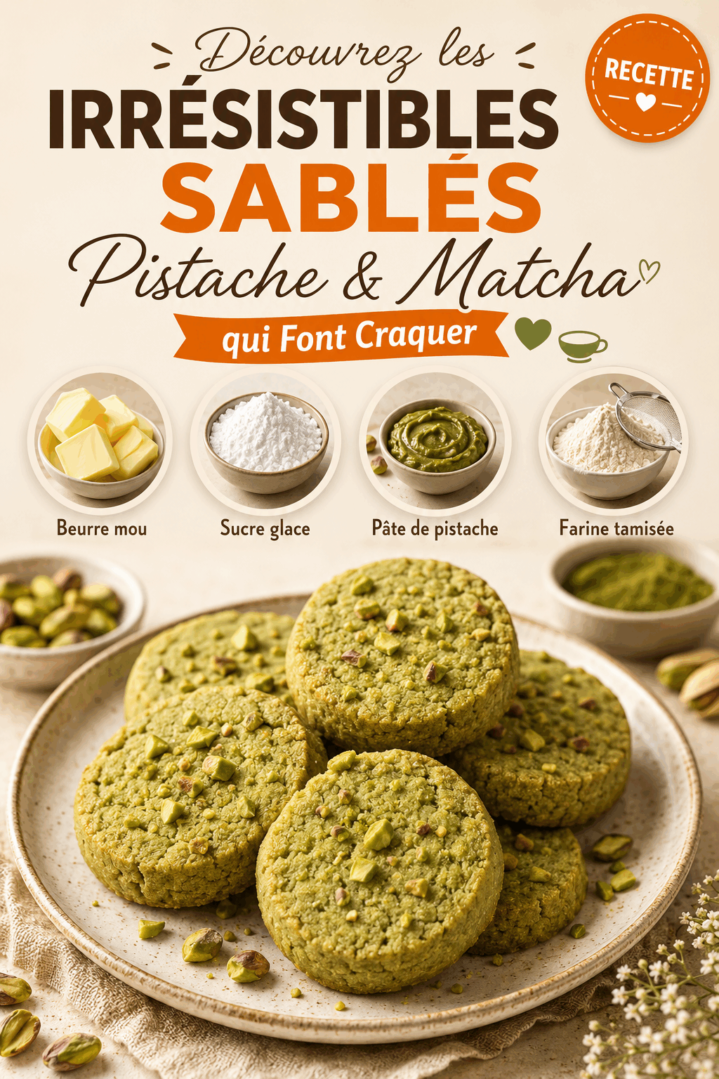 Découvrez les Irrésistibles Sablés Pistache & Matcha qui Font Craquer 💚🍵