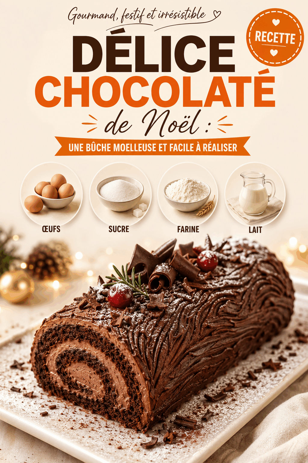 Délice Chocolaté de Noël : Une Bûche Moelleuse et Facile à Réaliser