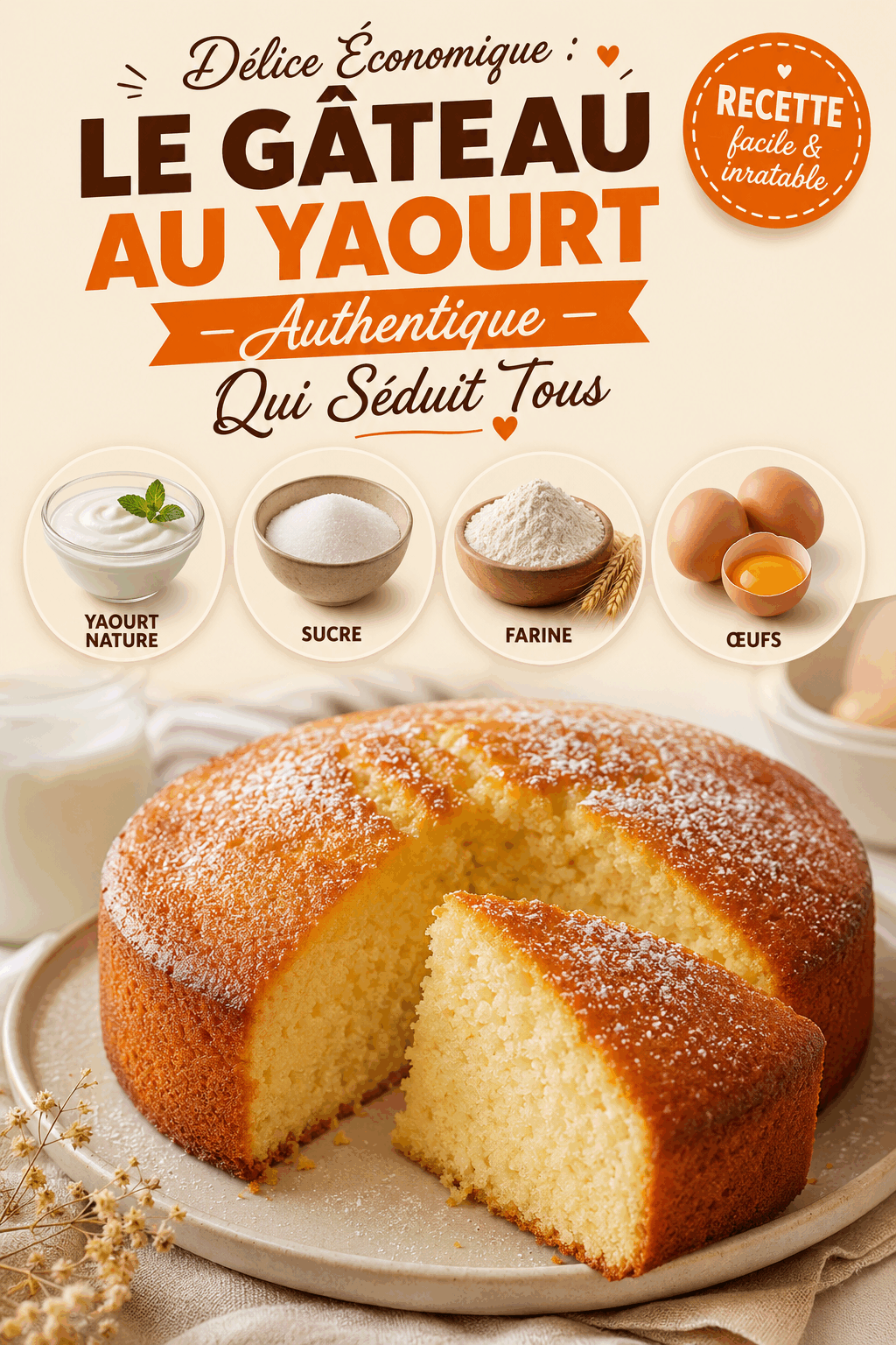 Délice Économique : Le Gâteau au Yaourt Authentique Qui Séduit Tous