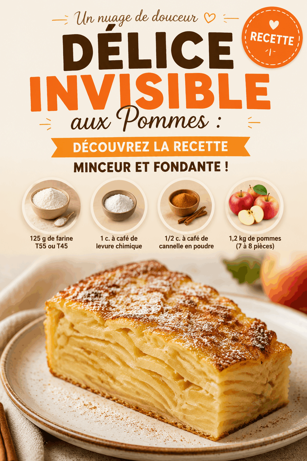 Délice Invisible aux Pommes : Découvrez la Recette Minceur et Fondante !