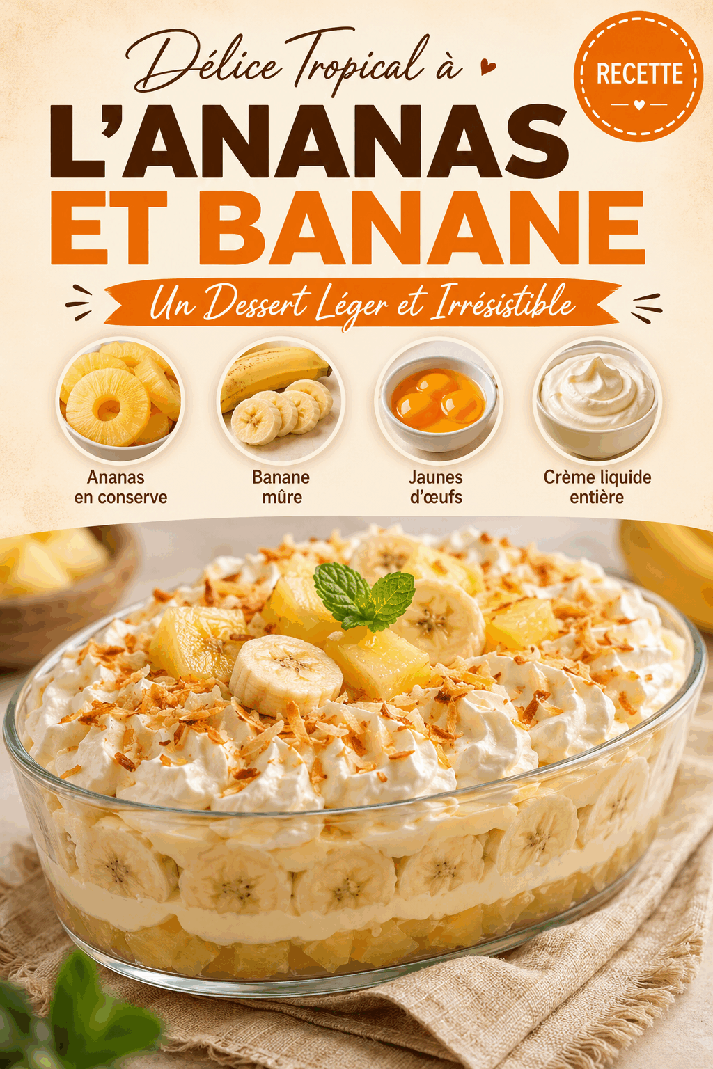 Délice Tropical à l&rsquo;Ananas et Banane : Un Dessert Léger et Irrésistible