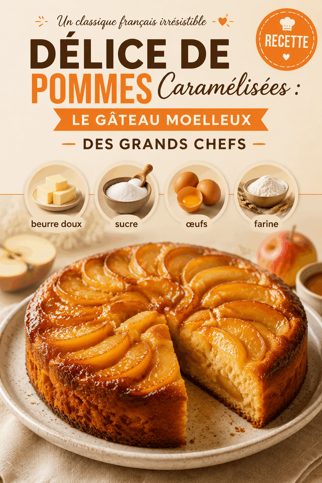 Délice de Pommes Caramélisées : Le Gâteau Moelleux des Grands Chefs