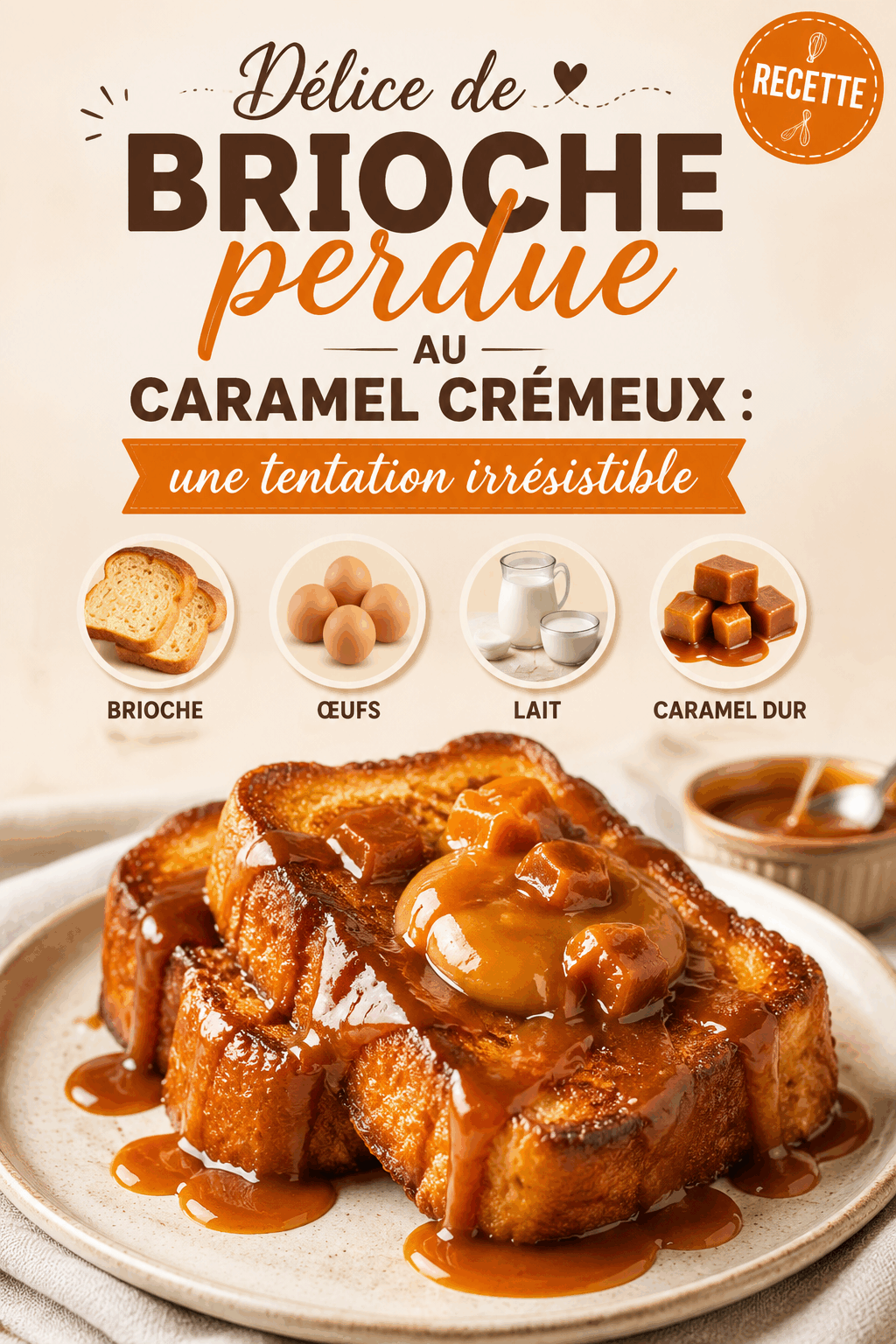 Délice de brioche perdue au caramel crémeux : une tentation irrésistible
