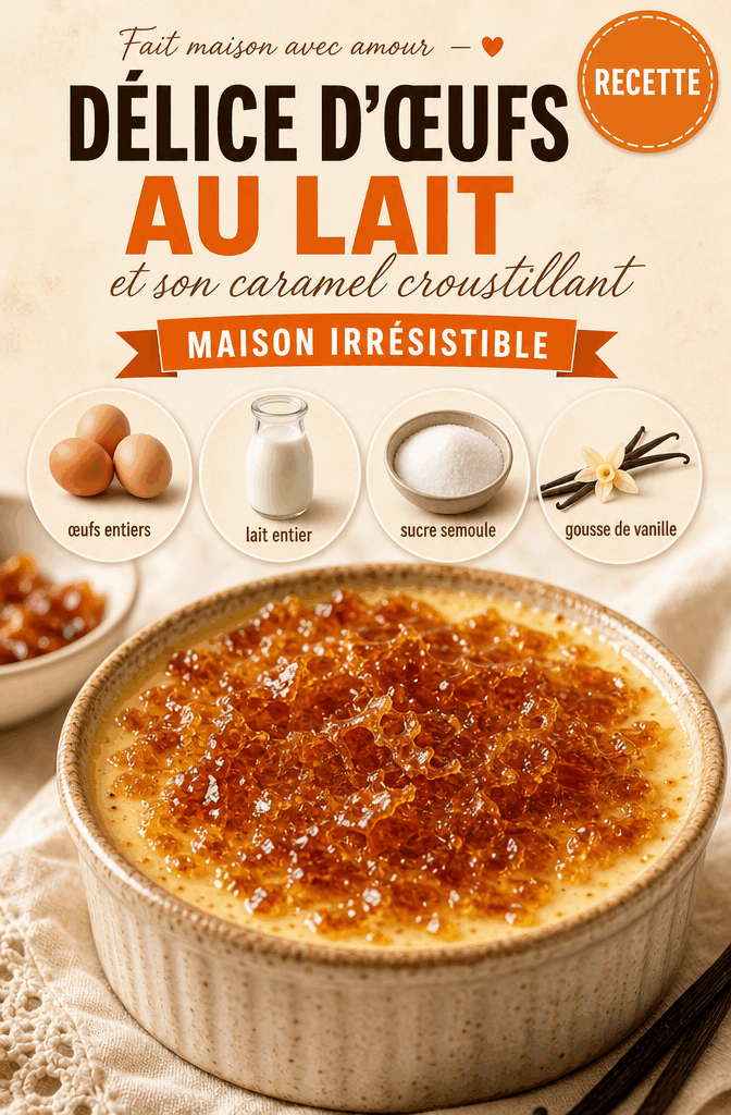 Délice d&rsquo;œufs au lait et son caramel croustillant maison irrésistible