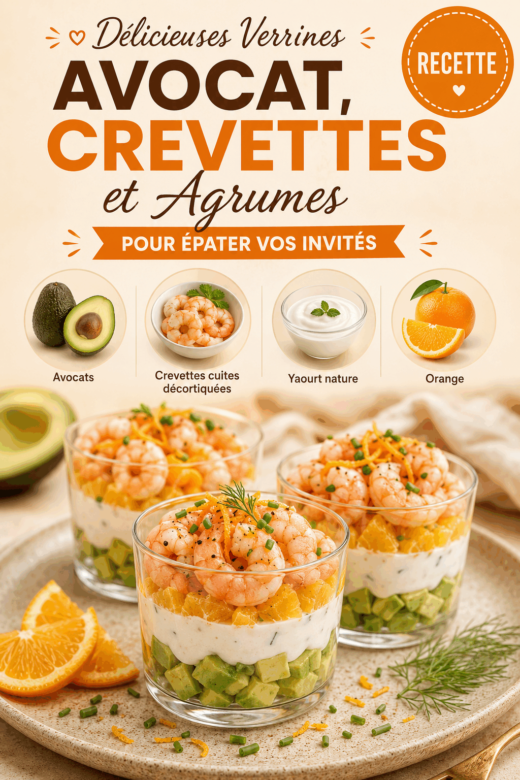 Délicieuses Verrines – Avocat, Crevettes et Agrumes pour Épater vos Invités