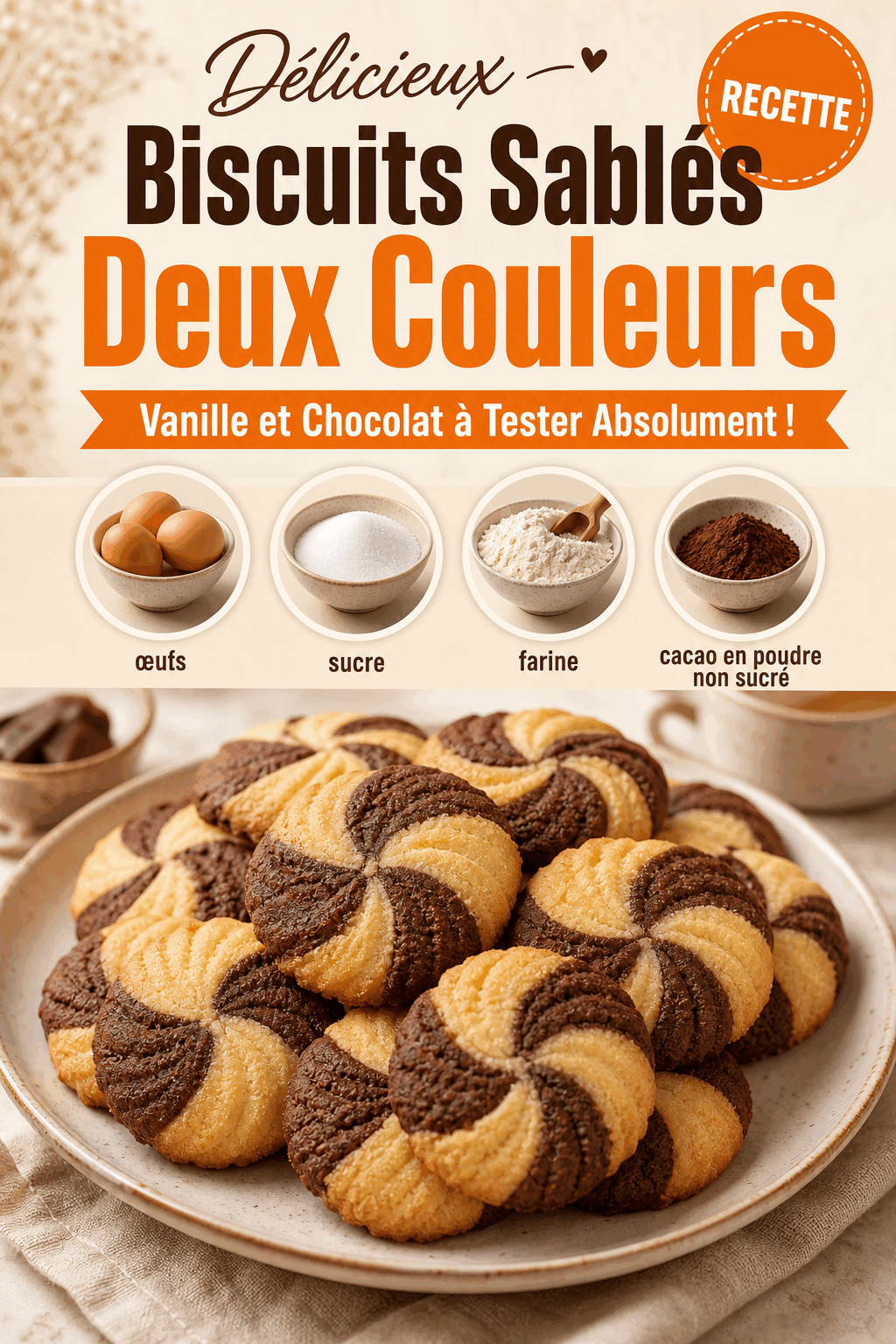 Délicieux Biscuits Sablés Deux Couleurs : Vanille et Chocolat à Tester Absolument !