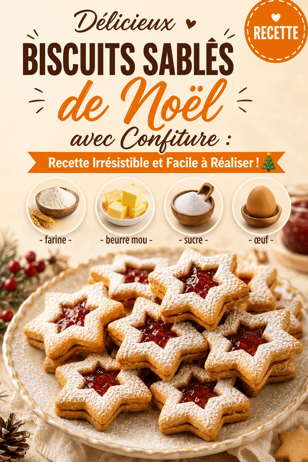 Délicieux Biscuits Sablés de Noël avec Confiture : Recette Irrésistible et Facile à Réaliser ! 🎄