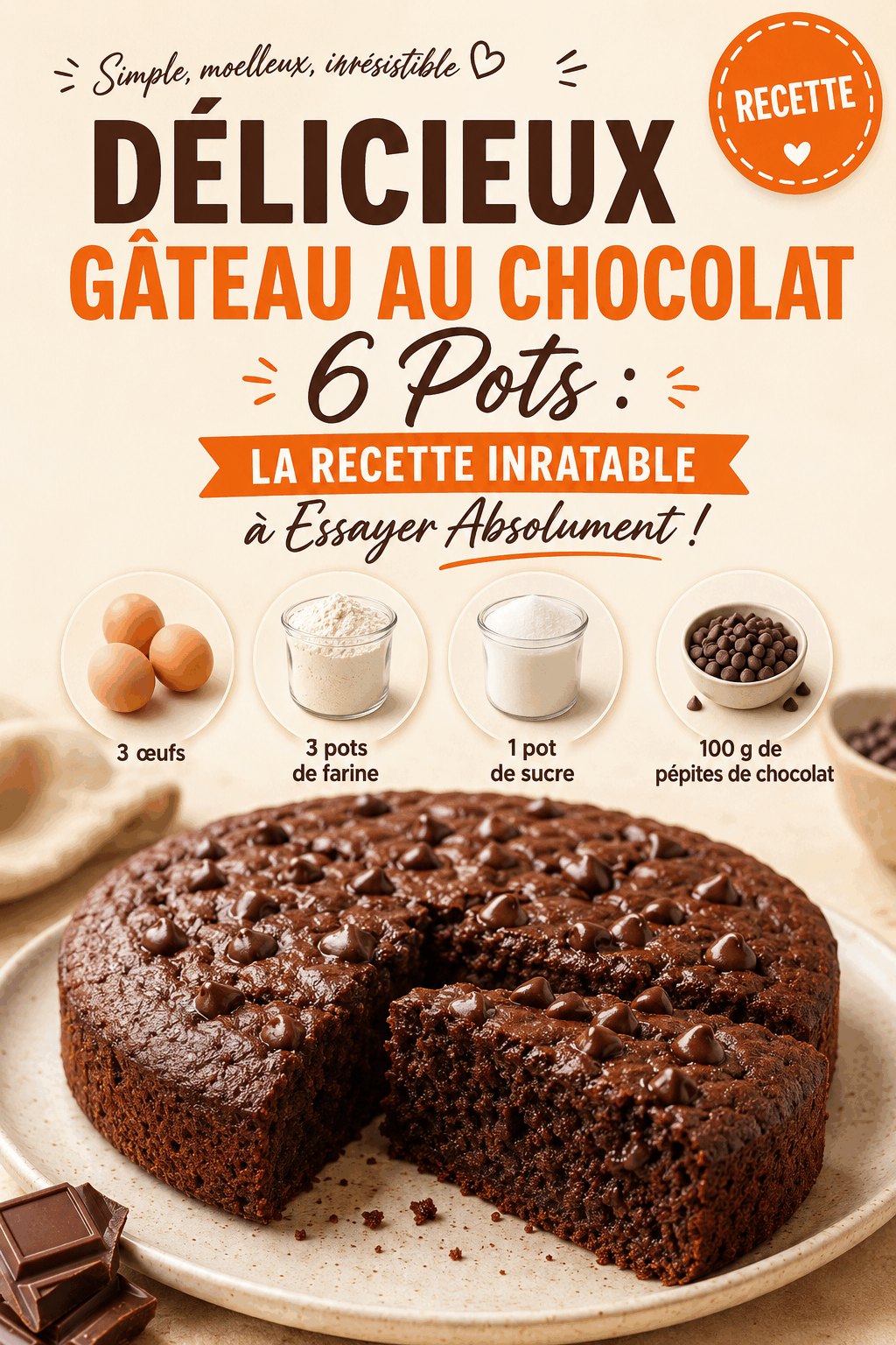 Délicieux Gâteau au Chocolat 6 Pots : La Recette Inratable à Essayer Absolument !