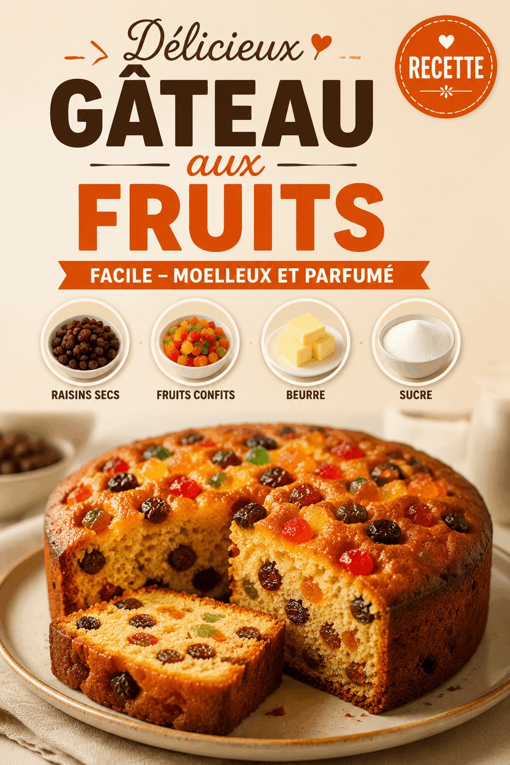 Délicieux Gâteau aux Fruits Facile – Moelleux et Parfumé