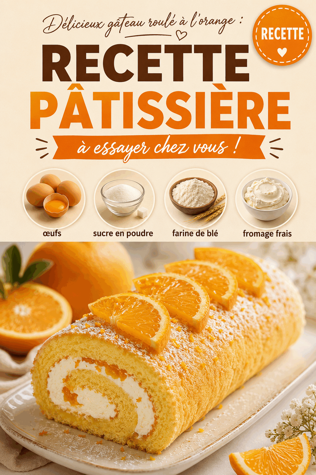 Délicieux gâteau roulé à l&rsquo;orange : recette pâtissière à essayer chez vous !