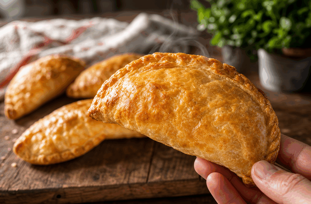 Des cornish pasties maison en 20 minutes : la recette rapide qui fond en bouche 🔥 Description Les cornish pasties sont des chaussons salés traditionnels de Cornouailles, au Royaume-Uni. Ils se distinguent par une pâte dorée et croustillante renfermant une garniture savoureuse de viande et légumes. Parfaits pour un repas rapide et convivial, ces pasties maison se préparent en un temps record tout en offrant un délicieux fondant en bouche. Informations Temps de préparation : 10 minutes Temps de cuisson : 10 minutes Nombre de portions : 4 pièces Difficulté : Facile Ingrédients Pour la pâte 250 g de pâte feuilletée prête à l'emploi Pour la garniture 200 g de boeuf haché (idéalement steak haché de bonne qualité) 1 pomme de terre moyenne (environ 100 g), coupée en petits dés 1 petit oignon, finement haché 50 g de rutabaga ou navet, coupé en petits dés (optionnel) 1 cuillère à soupe de persil frais haché 1 cuillère à soupe de beurre Sel et poivre noir fraîchement moulu 1 jaune d’œuf pour la dorure Préparation Préchauffe le four à 200°C (chaleur tournante si possible). Dans une poêle, fais fondre le beurre à feu moyen, puis ajoute l’oignon, la pomme de terre et le rutabaga. Fais revenir 5 minutes jusqu’à ce que les légumes commencent à s’attendrir. Ajoute le boeuf haché, sale, poivre et mélange bien. Laisse cuire 3 minutes en émiettant la viande. Retire la poêle du feu, incorpore le persil, puis laisse tiédir la garniture. Découpe la pâte feuilletée en 4 grands cercles d’environ 15 cm de diamètre. Dépose une généreuse cuillère à soupe de garniture au centre de chaque cercle. Humidifie légèrement les bords avec un peu d’eau, replie la pâte en chausson et soude bien en pressant avec les doigts ou une fourchette pour éviter que la garniture ne s’échappe pendant la cuisson. Dépose les pasties sur une plaque recouverte de papier cuisson, puis badigeonne-les avec le jaune d’œuf pour une belle dorure. Enfourne pour 10 minutes jusqu’à ce que les pasties soient bien dorés et croustillants. Sers chaud, idéalement avec une salade verte pour un repas complet. Astuces Pour gagner du temps, utilise une garniture précuite comme celle-ci, idéalement préparée à l’avance et réchauffée. Ne surcharge pas les pasties pour garantir une bonne cuisson et une pâte bien croustillante. Si tu as un peu plus de temps, cuits la pomme de terre coupée à la vapeur 3 minutes avant de l’incorporer pour un fondant parfait. Pour une version végétarienne, remplace la viande par un mélange de champignons finement hachés et du fromage râpé. Service Servez ces cornish pasties maison avec une simple salade verte assaisonnée d’huile d’olive et de vinaigre balsamique. Ils accompagnent aussi très bien une soupe chaude pour un dîner réconfortant rapide. Ce plat rustique et rapide est parfait pour un repas sur le pouce, un pique-nique ou une soirée décontractée en famille ou entre amis.