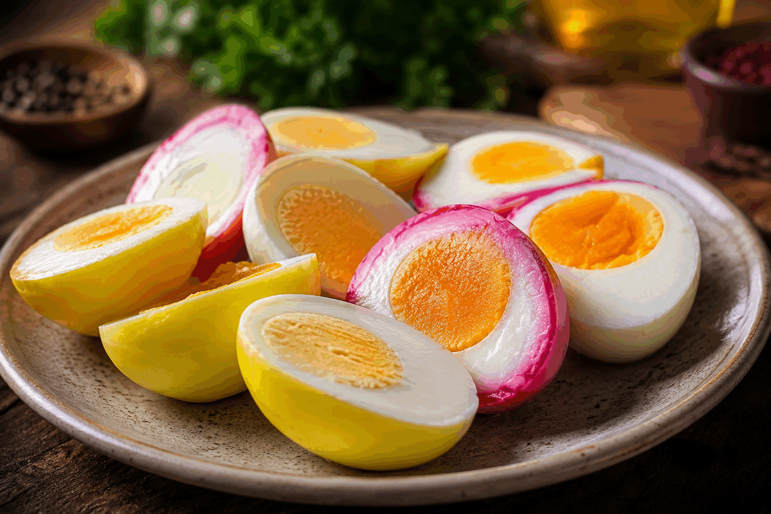 Des œufs de Pâques colorés sans colorant en 5 minutes, un secret de grand-mère à tester ✨ Description Découvrez une méthode traditionnelle et naturelle pour colorer vos œufs de Pâques en un temps record, sans utiliser de colorants chimiques. Ces œufs multicolores se parent de teintes douces et naturelles grâce aux ingrédients du quotidien, pour une décoration gourmande et écologique parfaite pour les fêtes. Informations Temps de préparation : 5 minutes Temps de cuisson : 10 minutes Nombre de portions : 6 œufs colorés Difficulté : Facile Ingrédients Pour les œufs 6 œufs blancs 500 ml d'eau 1 cuillère à café de vinaigre blanc Pour les couleurs naturelles Quelques feuilles de chou rouge (pour le bleu/violet) 1/2 betterave crue (pour le rose/rouge) 2 cuillères à soupe de curcuma en poudre (pour le jaune) Peaux d'oignon jaune (pour le brun/orangé) Préparation Mets les œufs à bouillir dans une casserole avec de l'eau froide. Porte à ébullition et laisse cuire 10 minutes pour des œufs durs. Pendant ce temps, prépare les bains de couleurs naturelles : dans quatre petits bols, verse environ 100 ml d'eau chaude, ajoute une cuillère à café de vinaigre blanc dans chaque. Dans chaque bol, ajoute l’ingrédient colorant naturel correspondant : feuilles de chou rouge dans le premier, morceaux de betterave dans le deuxième, curcuma en poudre dans le troisième, et peaux d'oignon dans le quatrième. Laisse infuser les couleurs pendant 5 minutes pour obtenir des teintes bien riches. Égoutte les œufs et plonge-les immédiatement dans les différents bains selon la couleur désirée. Laisse-les tremper au moins 5 minutes pour que la couleur adhère bien. Sors les œufs, sèche-les délicatement avec un papier absorbant et admire les nuances naturelles obtenues. Astuces Utilise uniquement des œufs blancs pour que les couleurs ressortent bien. Le vinaigre est essentiel pour fixer les pigments naturels sur la coquille. Tu peux varier les temps de trempage pour obtenir des teintes plus ou moins intenses. Pour un effet marbré, enveloppe l’œuf dans une feuille d’épinard ou un brin d’herbe avant de le plonger dans la teinture. Service Dispose ces œufs décorés dans un joli panier garni de mousse ou de paille pour une présentation festive et authentique. Ils peuvent aussi servir de cadeaux gourmands ou d’éléments décoratifs lors du repas de Pâques, apportant une touche naturelle et colorée à votre table.