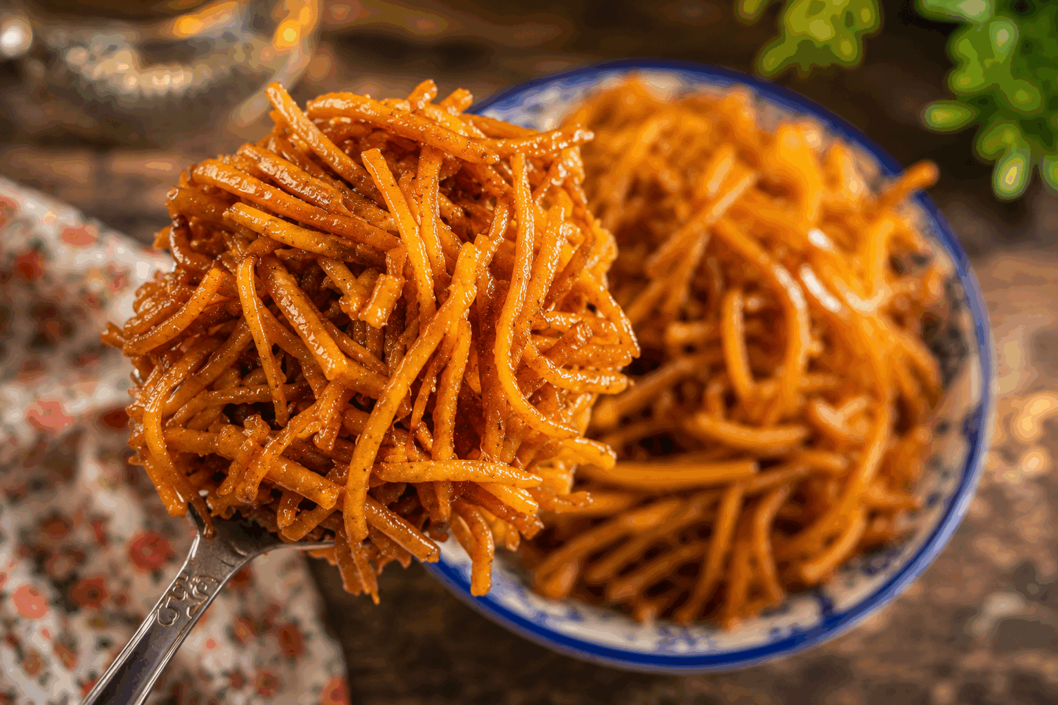 Des pâtes sans farine en 5 minutes, la recette légère à base de courge coréenne 🔥 Description Cette recette innovante propose des "pâtes" légères réalisées à partir de courge coréenne, une variété douce et légèrement sucrée. Faciles et rapides à préparer, ces nouilles végétales remplacent avantageusement les pâtes traditionnelles pour un plat frais, sain et peu calorique. Idéales en repas express ou pour une option légère, elles apportent une touche d’exotisme et de fraîcheur à votre assiette. Informations Temps de préparation : 5 minutes Temps de cuisson : 5 minutes Nombre de portions : 2 Difficulté : Facile Ingrédients Pour les "pâtes" de courge coréenne 300 g de courge coréenne (également appelée courge japonaise ou zucchini asiatique) 1 cuillère à soupe d'huile d'olive 1 pincée de sel Pour la sauce légère 1 gousse d'ail 2 cuillères à soupe de sauce soja douce 1 cuillère à soupe de miel ou sirop d’érable 1 cuillère à café d’huile de sésame grillé 1 cuillère à soupe de graines de sésame Quelques brins de coriandre fraîche (facultatif) Poivre noir du moulin Préparation Lave la courge coréenne et coupe les extrémités. À l’aide d’un spiraliseur ou d’un économe, transforme la courge en longs filaments rappelant les pâtes. Fais chauffer l’huile d’olive dans une poêle à feu moyen. Ajoute les filaments de courge et sale légèrement. Fais revenir 3 à 4 minutes, jusqu’à ce qu’ils soient légèrement tendres mais encore croquants. Pendant ce temps, émince finement l’ail. Ajoute l’ail dans la poêle avec la courge, puis verse la sauce soja, le miel et l’huile de sésame. Mélange bien pour enrober les "pâtes". Laisse cuire 1 minute supplémentaire à feu doux pour que les saveurs se mélangent. Poivre à convenance et retire du feu. Parseme de graines de sésame et de coriandre fraîche avant de servir. Astuces Pour une texture encore plus proche des pâtes, égoutte bien les filaments de courge avant cuisson afin d’éviter l’excès d’eau. Tu peux remplacer la courge coréenne par du concombre ou de la courgette, mais la courge coréenne offre un goût plus doux et une meilleure tenue à la cuisson. Utilise un spiraliseur ou un économe à julienne pour obtenir des filaments réguliers et fins. Si tu préfères un plat plus consistant, ajoute des crevettes sautées ou du tofu grillé en garniture. Service Servez ces pâtes sans farine bien chaudes, accompagnées d’une salade croquante ou de légumes sautés. Ce plat léger convient parfaitement aux déjeuners rapides, aux repas d’été ou aux soirées où l’on cherche une alternative saine et originale aux pâtes classiques.