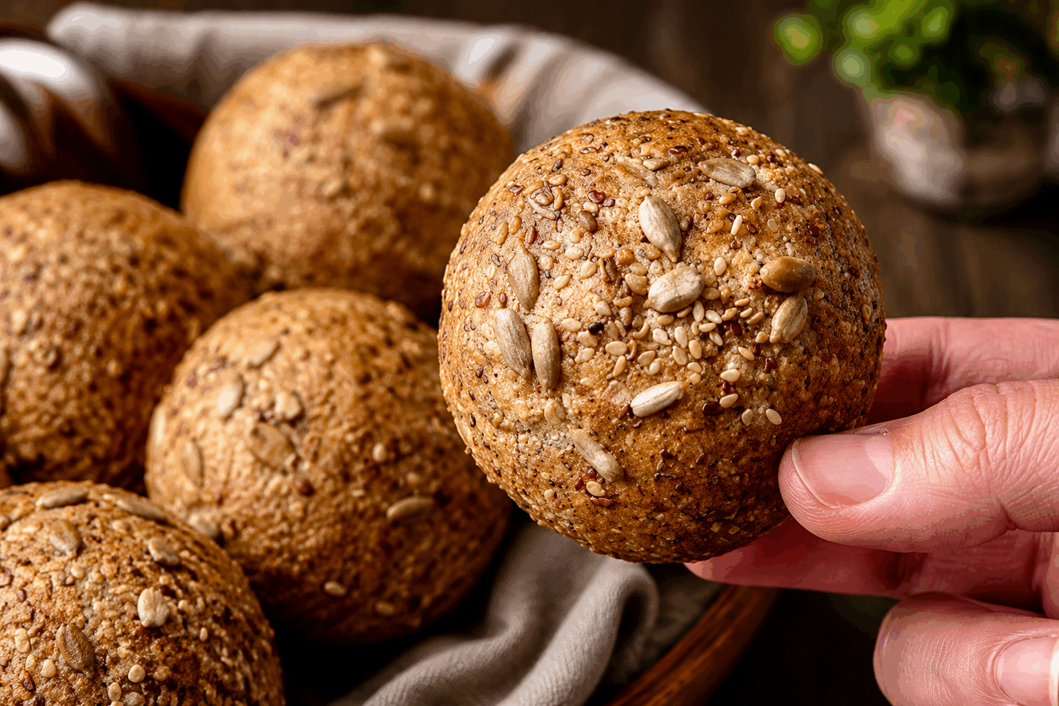 Des petits pains maison sans farine en 5 minutes, c’est bluffant et délicieux ✨ Description Ces petits pains étonnants sont réalisés sans farine traditionnelle, parfaits pour ceux qui cherchent une alternative rapide et saine. Moelleux et légèrement croquants, ils se préparent en seulement 5 minutes avec des ingrédients simples. Idéals pour un encas gourmand ou à accompagner d’une soupe ou d’une salade. Informations Temps de préparation : 5 minutes Temps de cuisson : 15 minutes Nombre de portions : 4 petits pains Difficulté : Facile Ingrédients Pour les petits pains 100 g de farine d’amande 50 g de fromage blanc (ou yaourt nature) 2 œufs 1 cuillère à café de levure chimique 1 pincée de sel 1 cuillère à soupe d’huile d’olive Préparation Préchauffe le four à 180°C (thermostat 6). Dans un saladier, bats les œufs avec le fromage blanc et l’huile d’olive jusqu’à obtenir un mélange homogène. Ajoute la farine d’amande, la levure chimique et la pincée de sel, puis mélange soigneusement pour obtenir une pâte épaisse et collante. Forme 4 boules de pâte avec les mains légèrement humides pour éviter qu’elles ne collent. Dispose-les sur une plaque recouverte de papier cuisson, en les espaçant légèrement. Enfourne les petits pains pendant environ 15 minutes, jusqu’à ce qu’ils soient légèrement dorés et fermes au toucher. Laisse refroidir quelques minutes avant de déguster. Astuces Humidifie légèrement tes mains pour façonner les petits pains facilement sans que la pâte colle. Tu peux ajouter des herbes de Provence ou des graines (sésame, pavot) pour varier les saveurs et les textures. Le fromage blanc peut être remplacé par du yaourt grec pour une texture plus dense. Conserve les petits pains dans une boîte hermétique pour garder leur moelleux plusieurs jours. Service Ces petits pains s’apprécient aussi bien tièdes que froids, accompagnés de beurre, de fromage frais ou en accompagnement d’une soupe maison. Parfaits pour un repas rapide, un brunch ou un pique-nique improvisé.