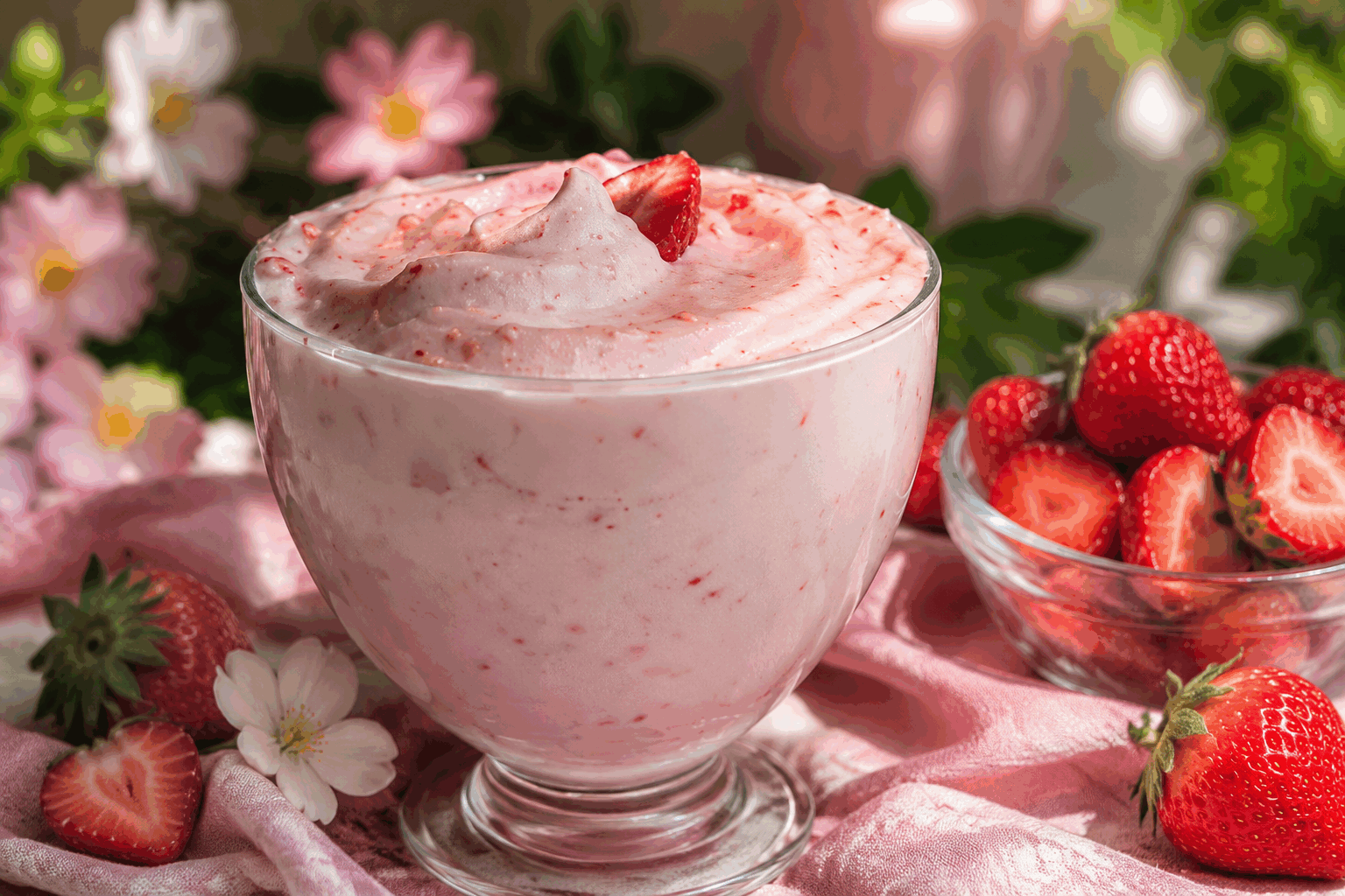 Dessert aux fraises en 3 ingrédients, sans lait ni crème : prêt en 5 minutes ! 🍓✨