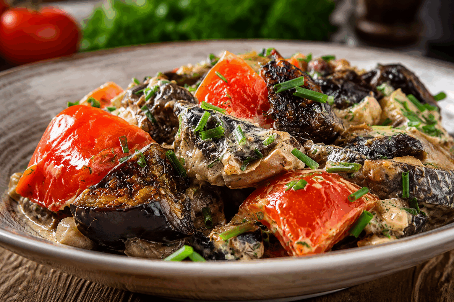 Dîner gourmand : aubergines et tomates fondantes en moins de 30 min, un régal maison👌 Description Ce plat savoureux met à l'honneur les aubergines et les tomates, doucement mijotées pour une texture fondante et un goût légèrement sucré et acidulé. Simple, rapide et coloré, ce dîner gourmand se prépare en moins de 30 minutes, idéal pour un repas maison convivial et léger. Informations Temps de préparation : 10 minutes Temps de cuisson : 18 minutes Nombre de portions : 4 personnes Difficulté : Facile Ingrédients Pour le plat principal 2 aubergines moyennes (environ 500 g) 4 tomates mûres (environ 400 g) 3 gousses d’ail 4 cuillères à soupe d’huile d’olive 1 oignon moyen 1 branche de thym frais ou 1 cuillère à café de thym séché Quelques feuilles de basilic frais Sel et poivre du moulin 10 cl d’eau Préparation Lave les aubergines et les tomates. Coupe les aubergines en dés d’environ 2 cm et les tomates en quartiers. Épluche et émince finement l’oignon et l’ail. Fais chauffer l’huile d’olive dans une grande poêle ou une sauteuse sur feu moyen. Ajoute l’oignon émincé et fais-le revenir 2 à 3 minutes jusqu’à ce qu’il devienne translucide. Incorpore les dés d’aubergine, sale et poivre, puis fais-les revenir 5 minutes en remuant régulièrement pour qu’ils dorent légèrement. Ajoute l’ail, les quartiers de tomates, le thym et verse 10 cl d’eau pour éviter que le mélange n’attache. Couvre la poêle et laisse mijoter 10 à 12 minutes à feu moyen-doux, jusqu’à ce que les légumes soient tendres et fondants, en remuant de temps en temps. En fin de cuisson, ajuste l’assaisonnement en sel et poivre. Ajoute les feuilles de basilic ciselées juste avant de servir. Astuces Pour éviter que les aubergines ne soient amères, tu peux les saler après les avoir coupées puis les rincer et bien les sécher. Si tu manques de basilic frais, remplace-le par du persil ou un peu d’origan séché. Utilise des tomates bien mûres pour obtenir une sauce naturellement sucrée et onctueuse. Pour une touche gourmande, ajoute un filet de vinaigre balsamique en fin de cuisson. Service Sers ce plat directement dans la poêle pour garder son aspect rustique, accompagné d’un bon pain frais. Il se marie parfaitement avec une portion de riz, de quinoa ou même une viande grillée. Parfait pour un dîner léger en semaine ou un repas convivial entre amis.