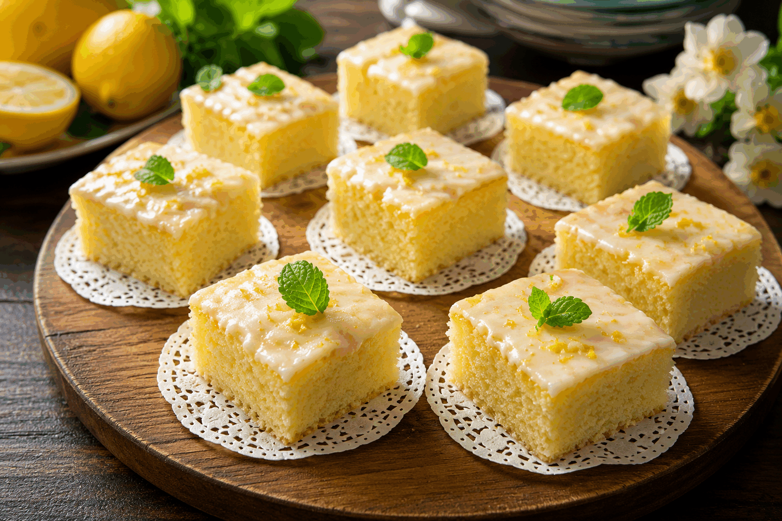 Gâteau au citron qui fond délicieusement en bouche Description Ce gâteau au citron est un dessert léger et moelleux, où l'acidité douce du citron se marie parfaitement à la texture fondante. Facile et rapide à préparer, il convient parfaitement pour un goûter ou une fin de repas rafraîchissante. Sa simplicité en fait un classique apprécié de tous les âges. Informations Temps de préparation : 5 minutes Temps de cuisson : 25 minutes Nombre de portions : 6 personnes Difficulté : Facile Ingrédients Pour le gâteau 120 g de farine 100 g de sucre en poudre 2 œufs 100 g de beurre fondu 1 citron (jus et zeste) 1/2 sachet de levure chimique (environ 5 g) 1 pincée de sel 1 cuillère à café d’extrait de vanille (facultatif) Préparation Préchauffe le four à 180°C (thermostat 6). Dans un saladier, bats les œufs avec le sucre jusqu’à ce que le mélange blanchisse et devienne mousseux. Ajoute le beurre fondu, le jus et le zeste du citron, ainsi que l’extrait de vanille si désiré. Mélange bien. Incorpore doucement la farine tamisée avec la levure et la pincée de sel. Remue jusqu’à obtenir une pâte homogène. Verse la pâte dans un moule à gâteau préalablement beurré ou chemisé de papier cuisson. Enfourne pour 25 minutes environ. Vérifie la cuisson avec la pointe d’un couteau, elle doit ressortir sèche. Laisse tiédir avant de démouler pour conserver toute la douceur fondante. Astuces Utilise un citron frais bio pour un goût plus intense et assure-toi de bien râper uniquement la partie jaune du zeste. Ne mélange pas trop longtemps après l’ajout de la farine pour éviter un gâteau trop dense. Pour un moelleux supplémentaire, tu peux remplacer une partie du beurre par de la crème fraîche épaisse. Pour une touche décorative, parseme le gâteau de sucre glace ou ajoute quelques zestes de citron confit. Service Servez ce gâteau au citron nature ou accompagné d’une boule de glace vanille ou d’une cuillerée de crème fouettée. Il est parfait pour un goûter léger, mais aussi pour un dessert d’été frais et acidulé. Présentez-le sur une assiette blanche pour faire ressortir sa couleur jaune pâle.