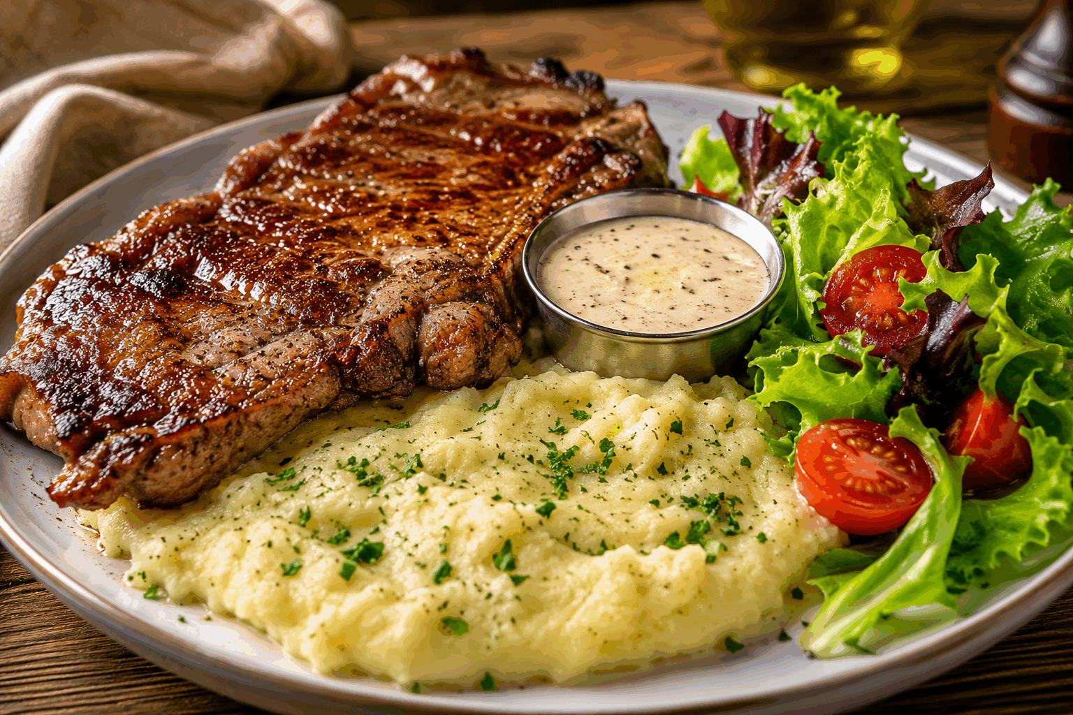 Entrecôte poêlée en 5 minutes, sauce au poivre maison qui fait fondre 😍 Description L'entrecôte poêlée en 5 minutes est un plat rapide et savoureux, idéal pour les amateurs de viande tendre et juteuse. La sauce au poivre maison, crémeuse et légèrement relevée, sublime parfaitement la saveur de la viande. Parfaite pour un dîner convivial ou une occasion spéciale, cette recette combine simplicité et gourmandise. Informations Temps de préparation : 10 minutes Temps de cuisson : 5 minutes Nombre de portions : 2 personnes Difficulté : Facile Ingrédients Pour l'entrecôte 2 entrecôtes de 150 g chacune 1 cuillère à soupe d'huile d'olive Sel fin Poivre noir fraîchement moulu Pour la sauce au poivre maison 30 g de beurre 1 échalote finement hachée 2 cuillères à café de grains de poivre noir concassés 5 cl de cognac ou brandy 10 cl de crème fraîche épaisse Sel Préparation Sors les entrecôtes du réfrigérateur 20 minutes avant la cuisson pour qu'elles soient à température ambiante. Assaisonne-les généreusement de sel et de poivre noir fraîchement moulu de chaque côté. Fais chauffer l'huile d'olive dans une poêle à feu vif jusqu'à ce qu'elle soit bien chaude. Dépose les entrecôtes dans la poêle et fais-les cuire 2,5 minutes de chaque côté pour une cuisson saignante. Ajuste le temps selon la cuisson désirée. Retire les entrecôtes et couvre-les de papier aluminium pour les garder au chaud. Dans la même poêle, baisse le feu à moyen, ajoute le beurre puis l’échalote hachée et fais-la revenir doucement jusqu’à ce qu’elle soit translucide. Ajoute les grains de poivre concassés et laisse-les libérer leur arôme 1 minute en remuant. Déglace la poêle avec le cognac en faisant flamber (attention à ne pas te brûler). Laisse réduire légèrement puis incorpore la crème fraîche. Laisse mijoter 2 minutes en remuant jusqu'à obtenir une sauce onctueuse. Rectifie l'assaisonnement en sel si besoin. Nappe les entrecôtes de sauce au poivre chaude avant de servir. Astuces Pour une viande encore plus tendre, retire-la du frigo à l'avance pour qu'elle soit à température ambiante. Concasse les grains de poivre au dernier moment pour conserver toute leur saveur et leur piquant. Si tu n’as pas de cognac, un whisky ou du calvados feront également l’affaire. Accompagne cette entrecôte avec des frites maison ou une purée maison pour un repas classique et délicieux. Service Servez cette entrecôte poêlée accompagnée de frites dorées ou d’une purée de pommes de terre onctueuse. Une belle salade verte apportera de la fraîcheur au plat. Parfait pour un dîner rapide mais raffiné, cette recette séduira vos convives par son goût et sa simplicité.