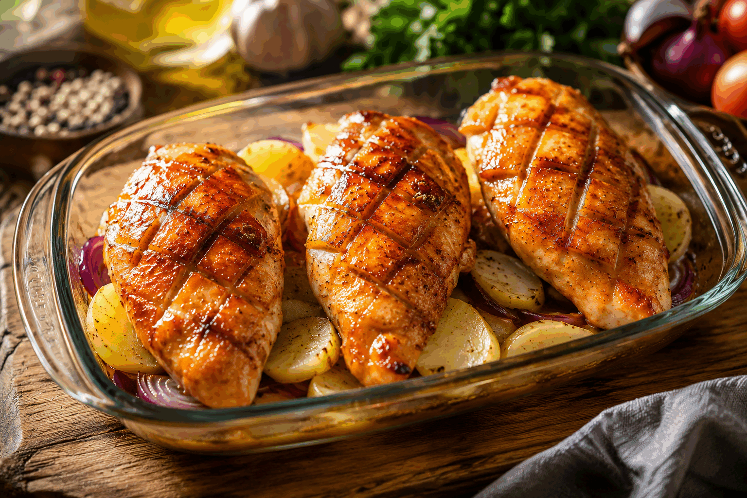 Filet de poulet au four en 20 minutes, la recette que vous allez adopter ! 🔥 Description Ce filet de poulet au four est une recette rapide et savoureuse qui allie tendreté et saveurs délicates. Parfait pour un dîner express, il se prépare en seulement 20 minutes tout en restant moelleux et parfumé grâce à une marinade simple et efficace. Convient aussi bien pour un repas en semaine que pour impressionner sans passer des heures en cuisine. Informations Temps de préparation : 5 minutes Temps de cuisson : 15 minutes Nombre de portions : 4 Difficulté : Facile Ingrédients Pour les filets de poulet 4 filets de poulet (environ 150 g chacun) 2 cuillères à soupe d'huile d'olive 1 gousse d'ail écrasée 1 cuillère à café de paprika doux 1 cuillère à café de thym séché Sel fin Poivre noir du moulin Pour la marinade rapide 1 cuillère à soupe de jus de citron 1 cuillère à soupe de moutarde de Dijon 1 cuillère à soupe de miel liquide Préparation Préchauffe le four à 220°C en chaleur tournante pour une cuisson rapide et homogène. Dans un bol, mélange l'huile d'olive, l'ail écrasé, le paprika, le thym, le jus de citron, la moutarde, le miel, une pincée de sel et du poivre. Badigeonne les filets de poulet avec cette marinade en veillant à bien les enrober sur toutes les faces. Laisse reposer 5 minutes si possible. Dépose les filets sur une plaque recouverte de papier cuisson. Enfourne pour 15 minutes en retournant les filets à mi-cuisson pour qu’ils dorent uniformément. Vérifie la cuisson en piquant le filet : le jus doit être clair et la chair bien blanche. Astuces Pour un poulet encore plus tendre, laisse mariner les filets 30 minutes avant cuisson si tu as un peu plus de temps. Remplace le paprika par du curry ou du cumin pour varier les saveurs. Si tu utilises un four sans chaleur tournante, augmente la température à 230°C et surveille bien la cuisson. Zeste un peu de citron frais sur les filets avant de servir pour une touche de fraîcheur. Service Servez ce filet de poulet rapidement accompagné d’une salade verte croquante ou de légumes de saison rôtis au four. Ce plat simple et gourmand convient parfaitement pour un repas en semaine ou un déjeuner léger. Un riz basmati parfumé ou des pommes de terre nouvelles sautées complètent aussi parfaitement ce plat.