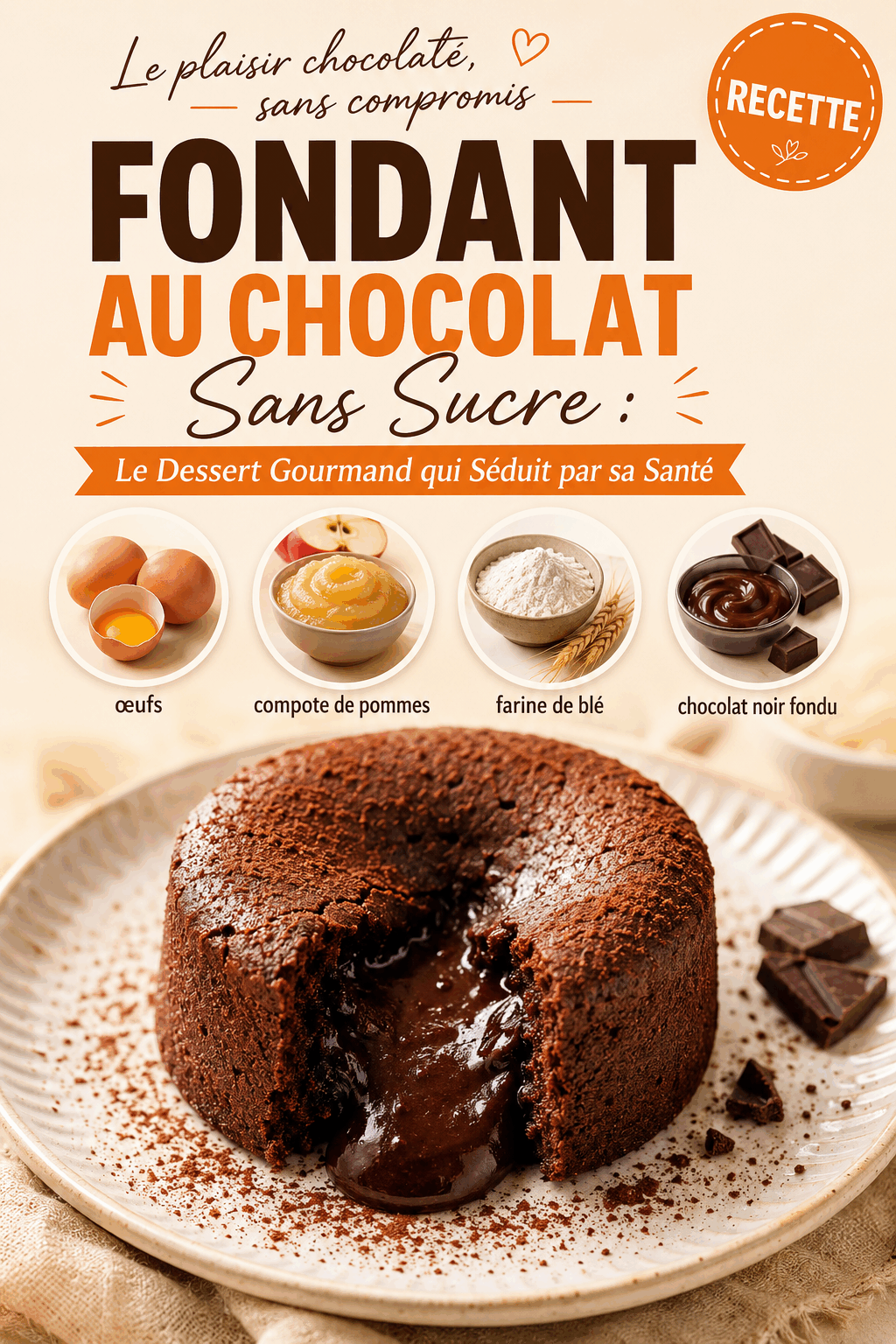 Fondant au Chocolat Sans Sucre : Le Dessert Gourmand qui Séduit par sa Santé