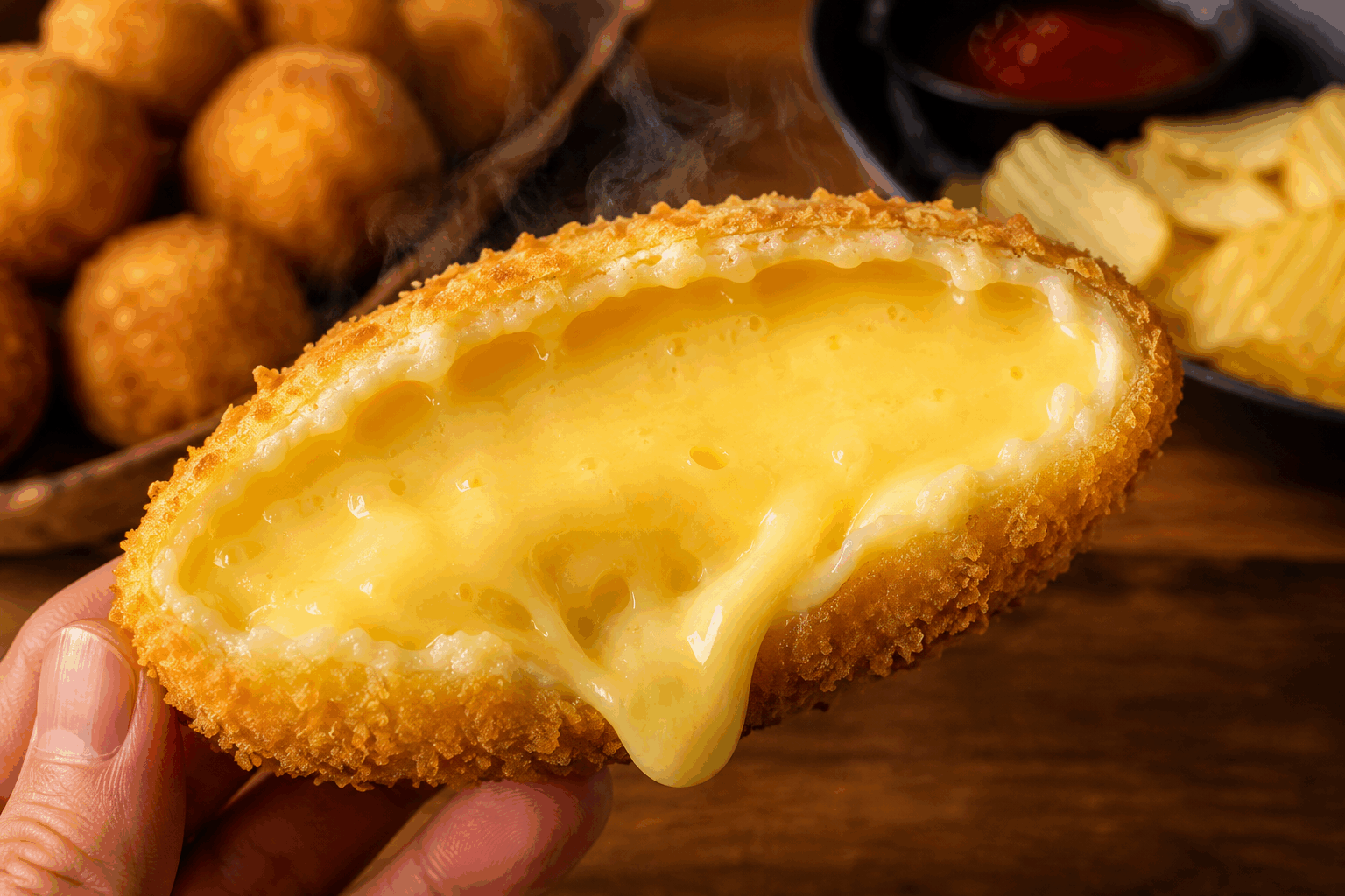 Fromage pané coulant en 3 ingrédients : la recette facile pour un hiver sans raclette 🔥 Description Voici une recette gourmande et réconfortante, idéale pour les soirées d'hiver quand on souhaite savourer le fromage autrement qu'en raclette. Ce fromage pané est fondant à cœur et croustillant à l’extérieur, préparé avec seulement trois ingrédients simples. Rapide et facile, c’est un délice chaud qui ravira les amateurs de fromage coulant. Informations Temps de préparation : 10 minutes Temps de cuisson : 10 minutes Nombre de portions : 4 personnes (4 pièces) Difficulté : Facile Ingrédients Pour le fromage pané 200 g de fromage à pâte pressée (type fromage à raclette, gouda jeune ou cheddar) 50 g de chapelure 1 œuf Sel fin, poivre du moulin (selon goût) Huile de tournesol ou huile végétale pour la cuisson Préparation Coupe le fromage en 4 gros cubes ou en tranches épaisses d’environ 3 cm d’épaisseur. Bats l’œuf dans une assiette creuse avec une pincée de sel et un tour de moulin à poivre. Verse la chapelure dans une deuxième assiette plate. Trempe chaque morceau de fromage dans l’œuf battu, puis roule-le dans la chapelure pour bien l’enrober. Recommence une fois l’étape œuf puis chapelure afin d’obtenir une panure double, cela évitera que le fromage ne s’échappe à la cuisson. Fais chauffer une généreuse quantité d’huile dans une poêle à feu moyen-vif. Dépose délicatement les morceaux de fromage pané dans la poêle chaude et fais frire environ 2 à 3 minutes de chaque côté jusqu’à ce que la panure soit bien dorée et croustillante. Égoutte-les sur du papier absorbant pour éliminer l’excès d’huile. Astuces Utilise un fromage à pâte ferme et non trop affinée pour un bon équilibre entre fondant et tenue à la cuisson. Pour une panure encore plus croustillante, ajoute un peu de parmesan râpé dans la chapelure. Veille à bien doubler la panure pour éviter que le fromage ne coule trop rapidement à la cuisson. Accompagne ce plat d’une salade verte ou de légumes vapeur pour équilibrer le repas. Service Serre les morceaux de fromage pané chauds, idéalement aussitôt sortis de la poêle, accompagnés d’une salade fraîche assaisonnée ou de pommes de terre sautées. Ce plat convivial s’invite parfaitement lors d’un repas d’hiver sans prise de tête, pour remplacer la raclette tout en gardant ce plaisir chaleureux du fromage fondu.